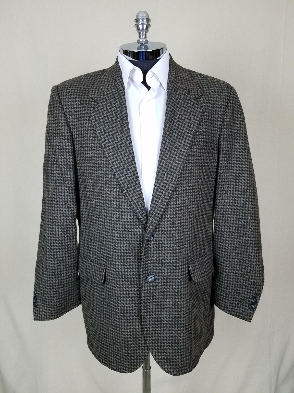 CRICKETEER Mens LAMBSWOOL TWEED 2 Button Single Vent Houndstooth Sportcoat 44 R