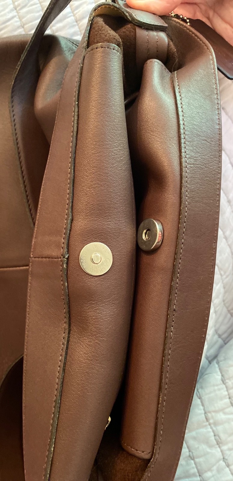 Vintage Never Used Coach Brown Leather Slim Legacy Shoulder Bag with Dust Bag