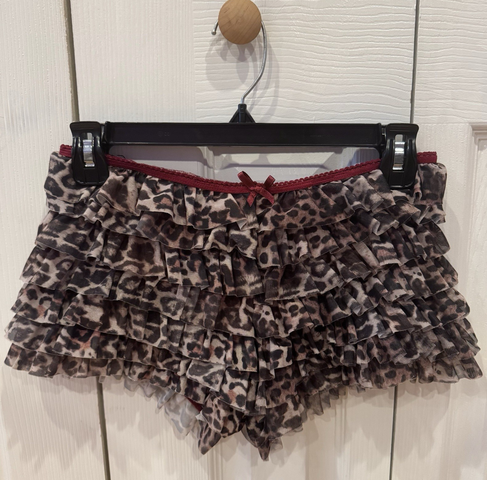 Jaded London Rhea Mesh Bloomer Micro Shorts in leopard print, size US 6