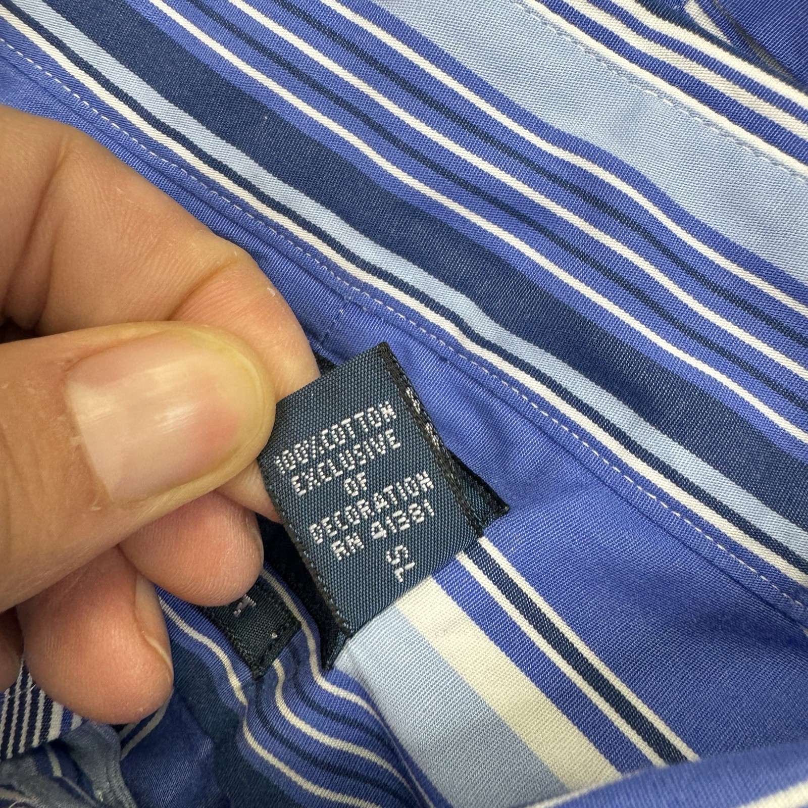 Ralph Lauren Button Down Shirt Mens Custom Fit XL Blue White Stripes Long Sleeve
