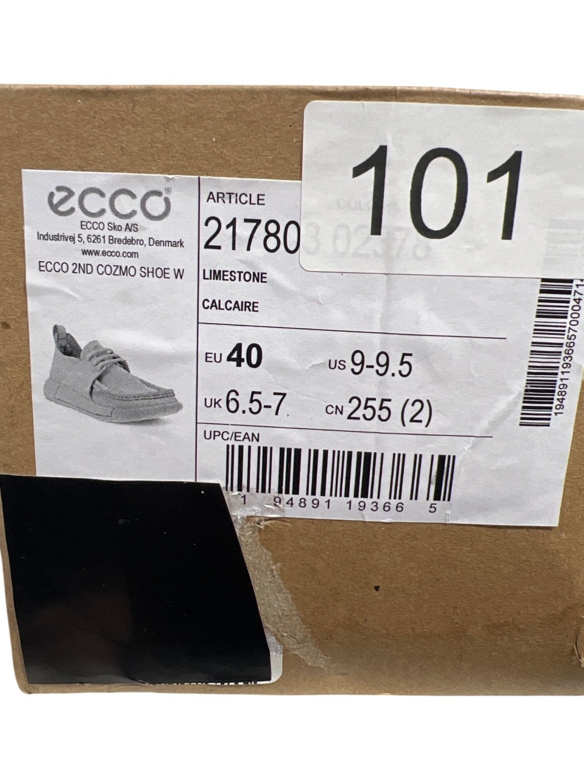 Ecco 2ND Cozmo Men’s Sneakers Nubuck Moc-toe Size 40 US 9 Leather Beige