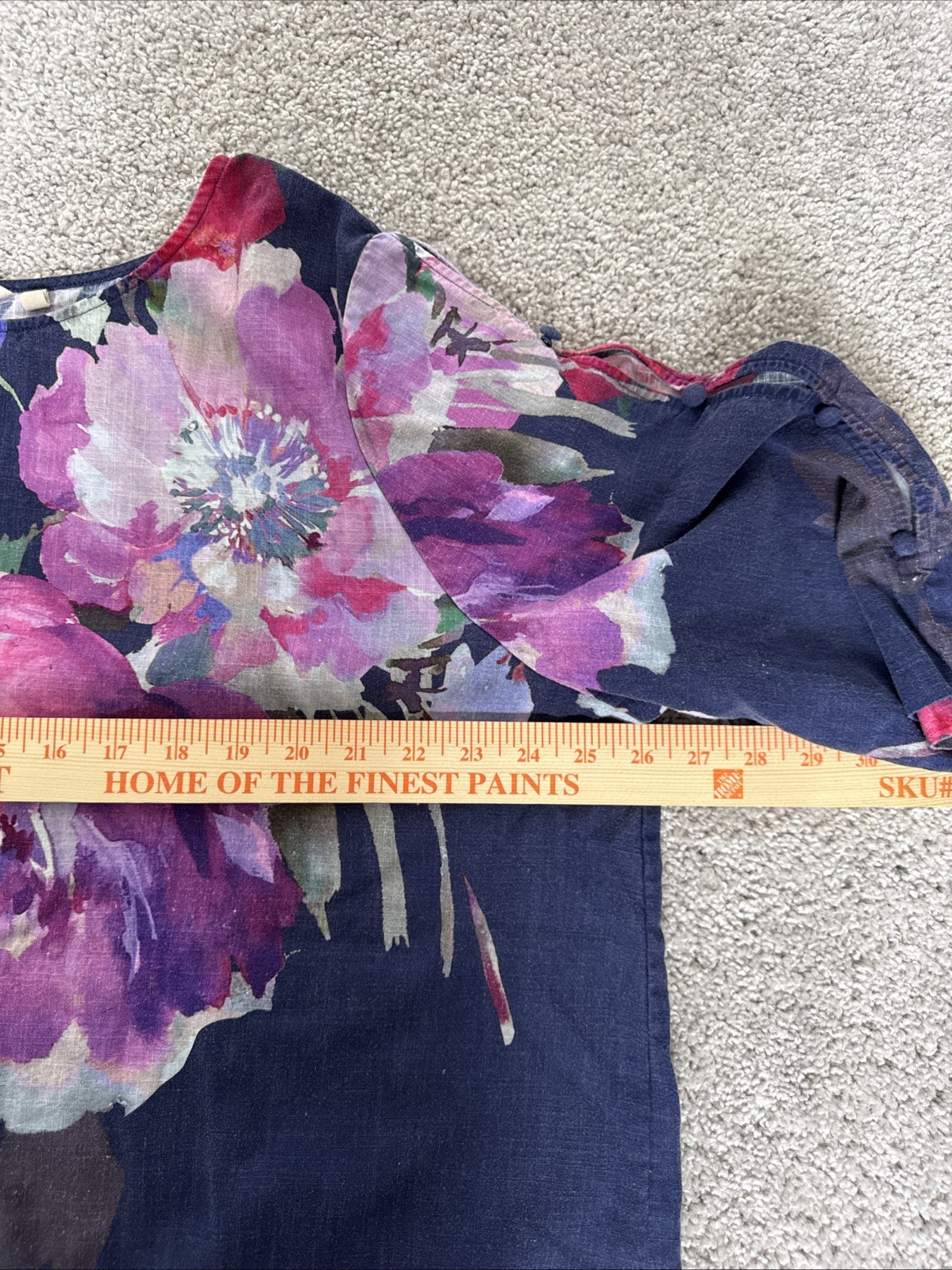 Soft Surroundings Linen Floral Blouse Navy Blue Sz 2x Tunic