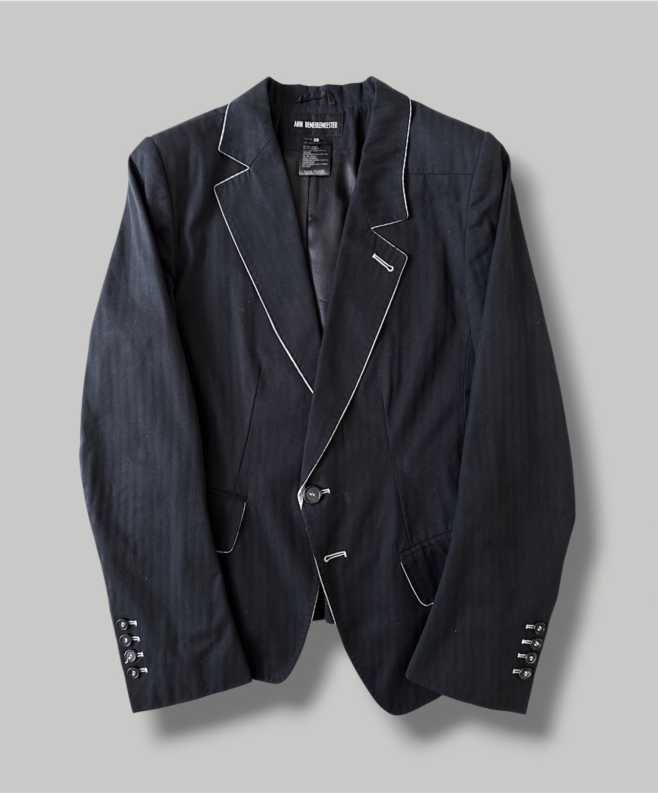 Ann Demeulemeester Asymmetrical Blazer (Size 38) Contrast Lined Striped Jacket