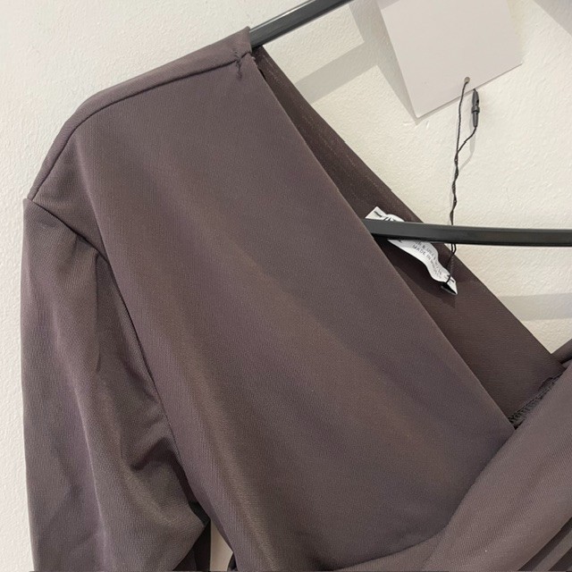 Zara Exposed Shoulder Brown Top Size S Semi Sheer Draped New Tags