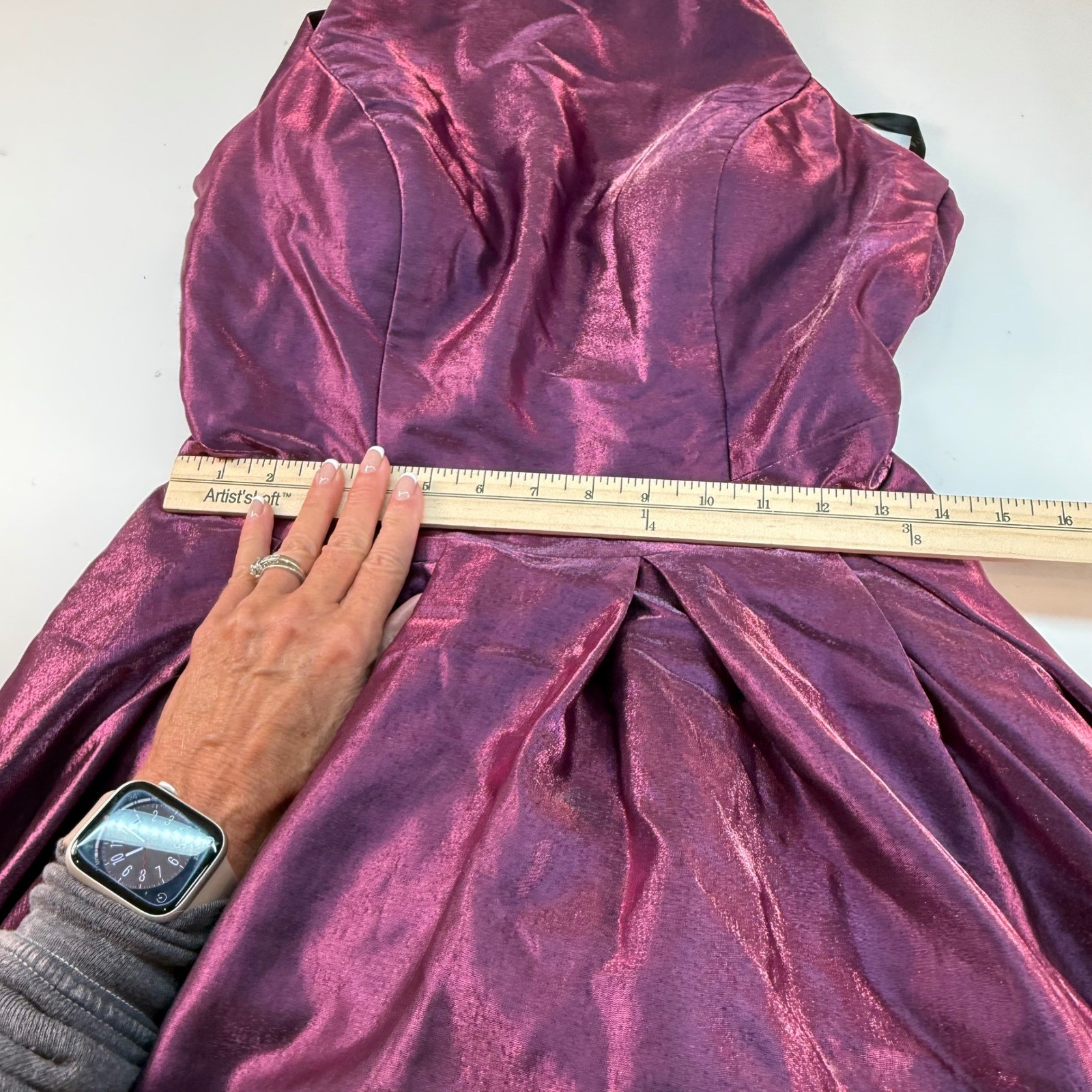Sherri Hill Metal Plum Spaghetti Strap Backless Ball Gown Prom Dress, Size 12-