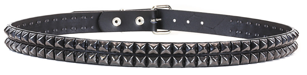 2 Row Black Gunmetal Pyramid Stud Belt Leather Punk, Metal,Thrash, Sid Vicious