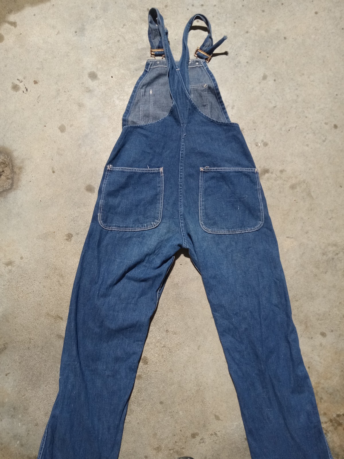 vtg OVERALLS SELVEDGE TRACTOR BUTTONS Denim INDIGO boys youth RARE xxs USA made