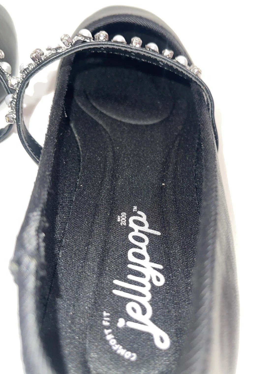 Jellypop Comfort Fit Black Ballet Flats Women’s 7 Pearl Rhinestone Dress Shoes