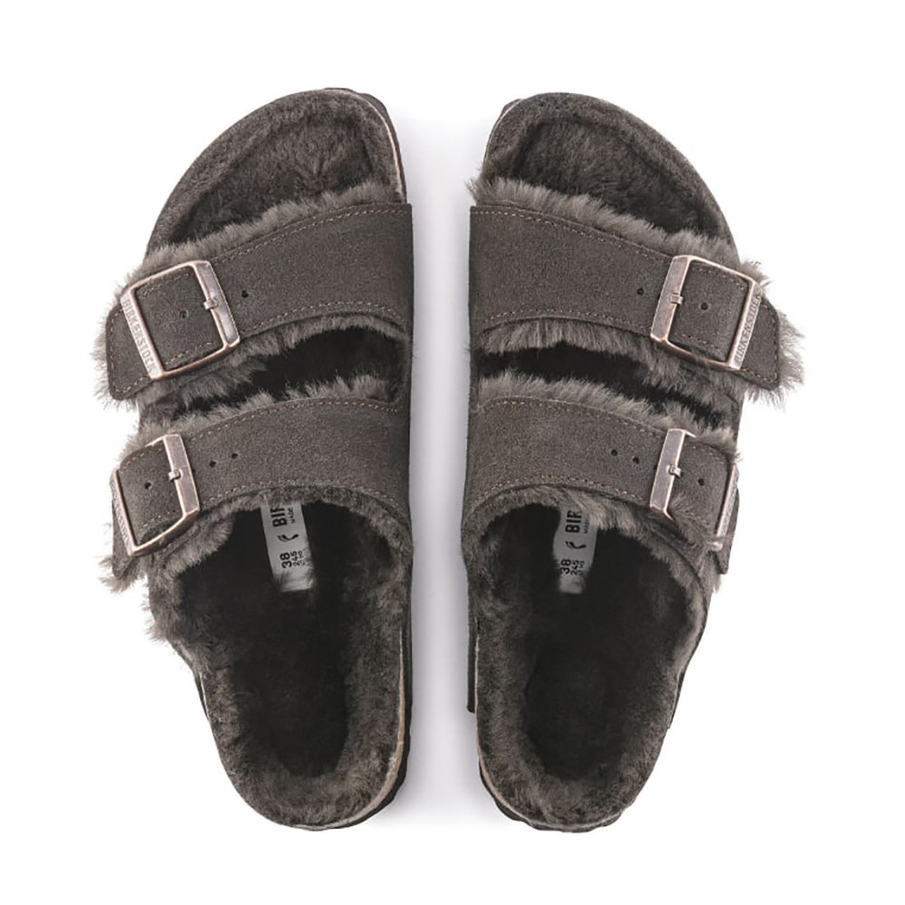Birkenstock Arizona Shearling Suede Leather Unisex Sandals – Mocha