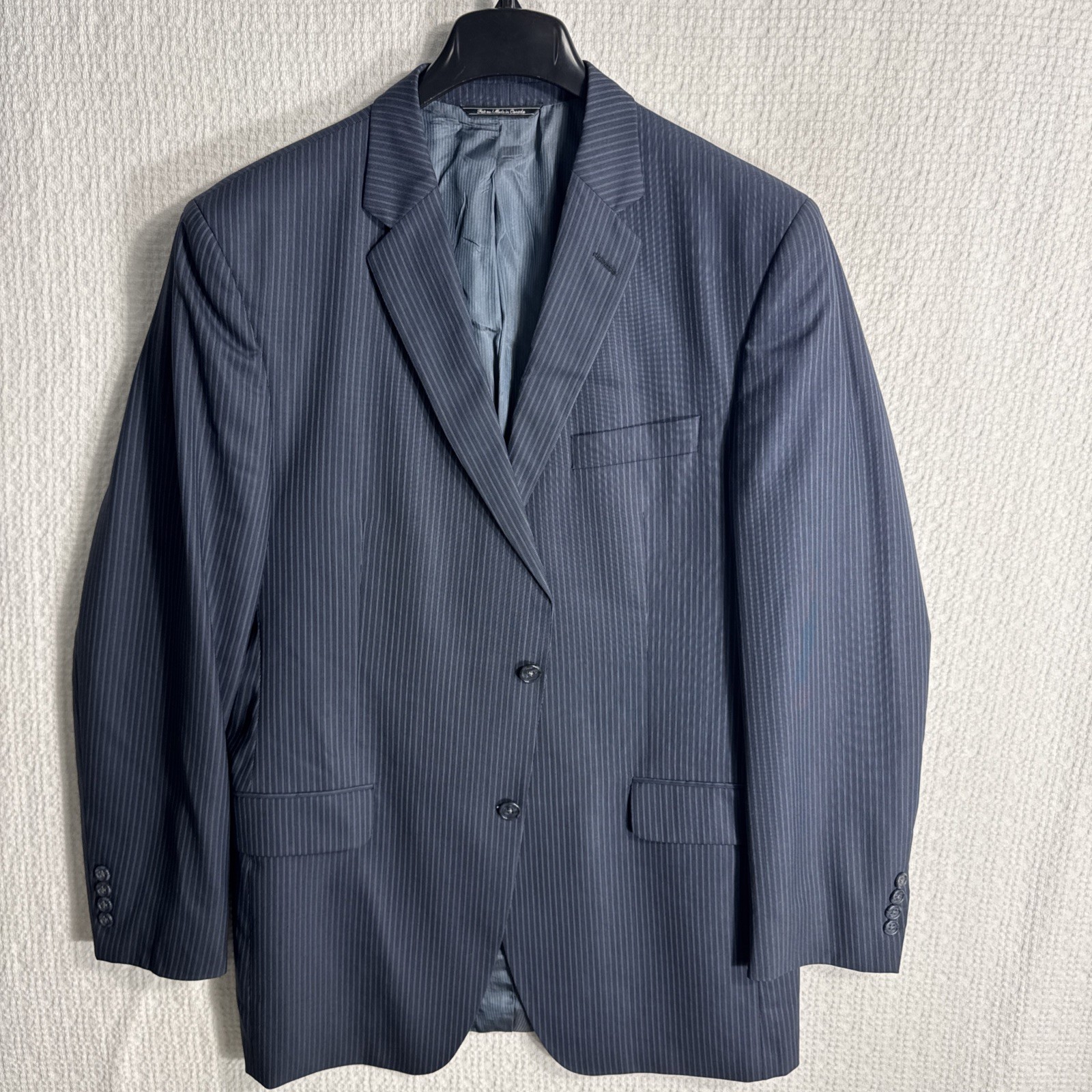Jack Victor Zuma 44L Extra Slim Fit Dark Blue Pinstripe Medallio Wool Super 130s