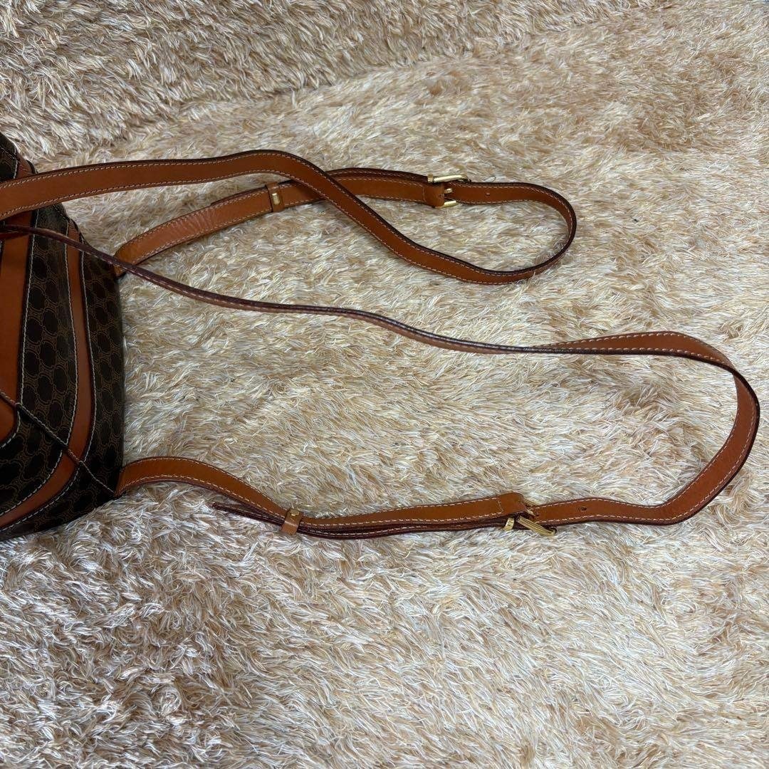 CELINE Macadam Triomphe Mini backpack Blazon Logo Drawstring Brown PVC Leather