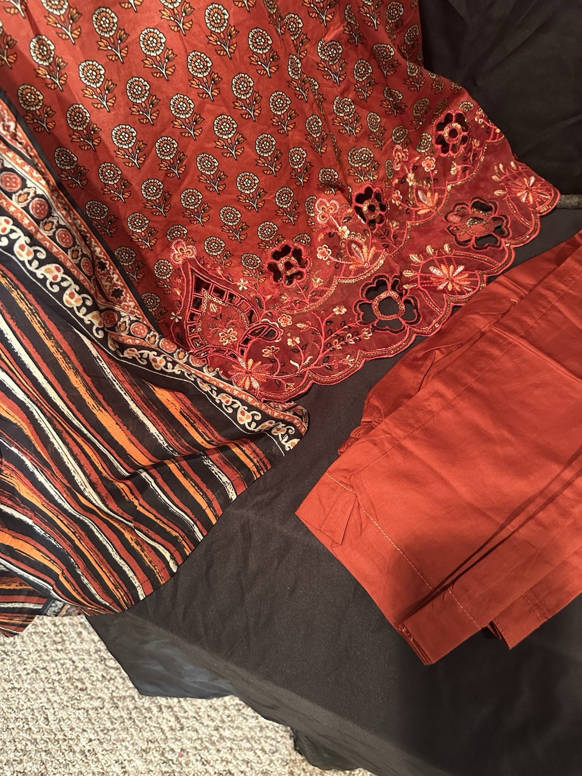 Bin Saeed Lawn Cotton 3 Pc Suit-premium Cut Work Emb- Aline Style-M & L – $44