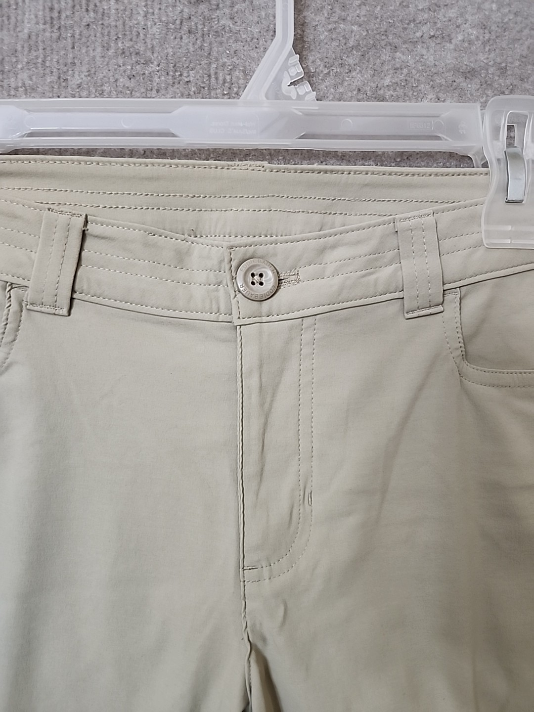 Eddie Bauer Rainier Capri Pants Womens 12 Tan Nylon Stretch Hiking UPF 50+