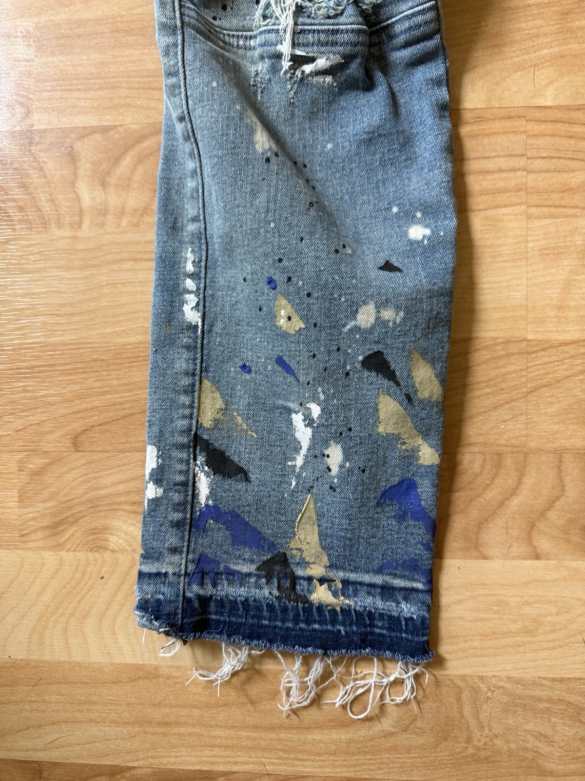First Row Utility Cargo Repair Distressed Denim Jeans Size 38X32