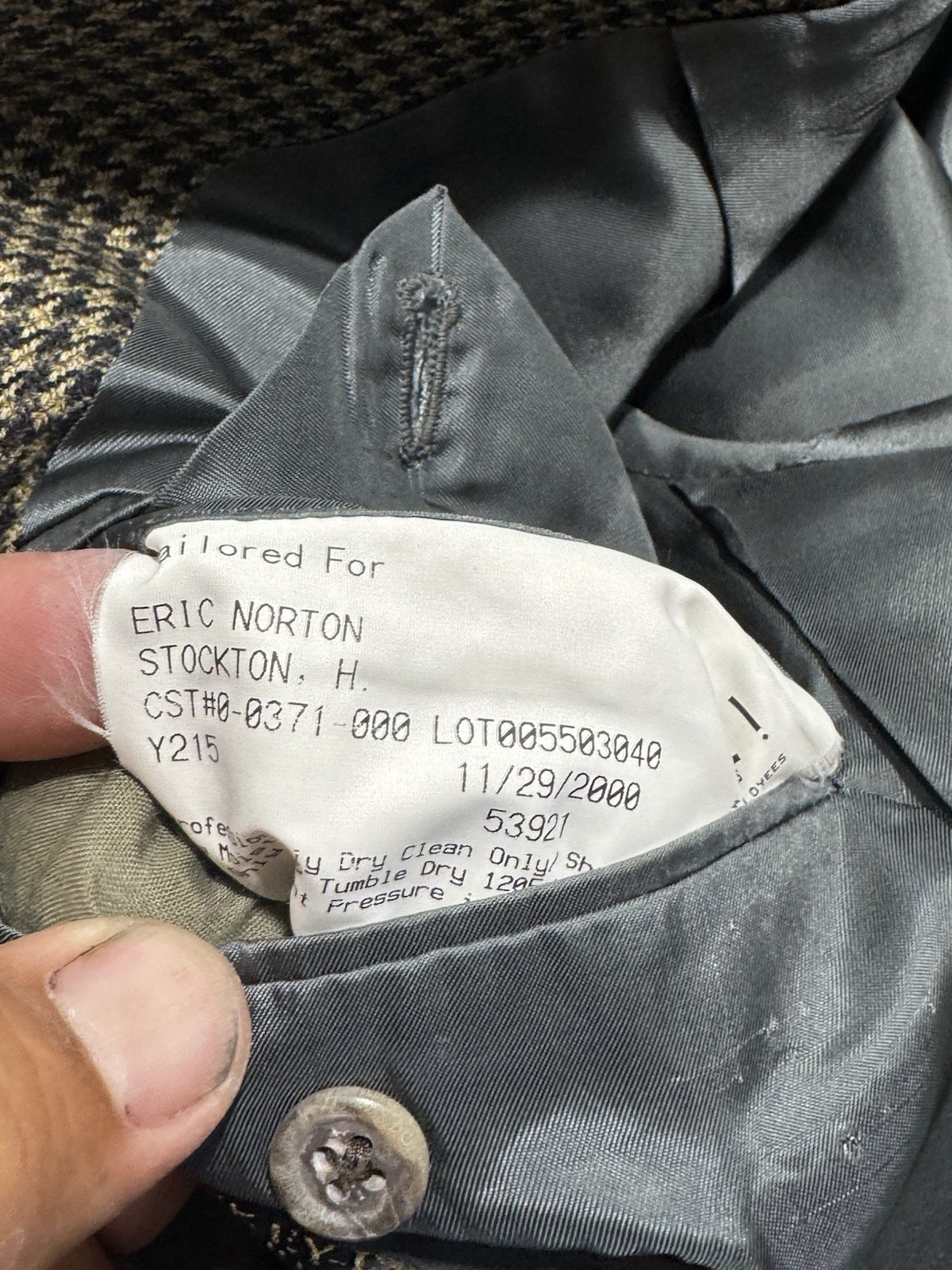 Hickey Freeman Bespoke Houndstooth Blazer. Brown Measurements in Pictures