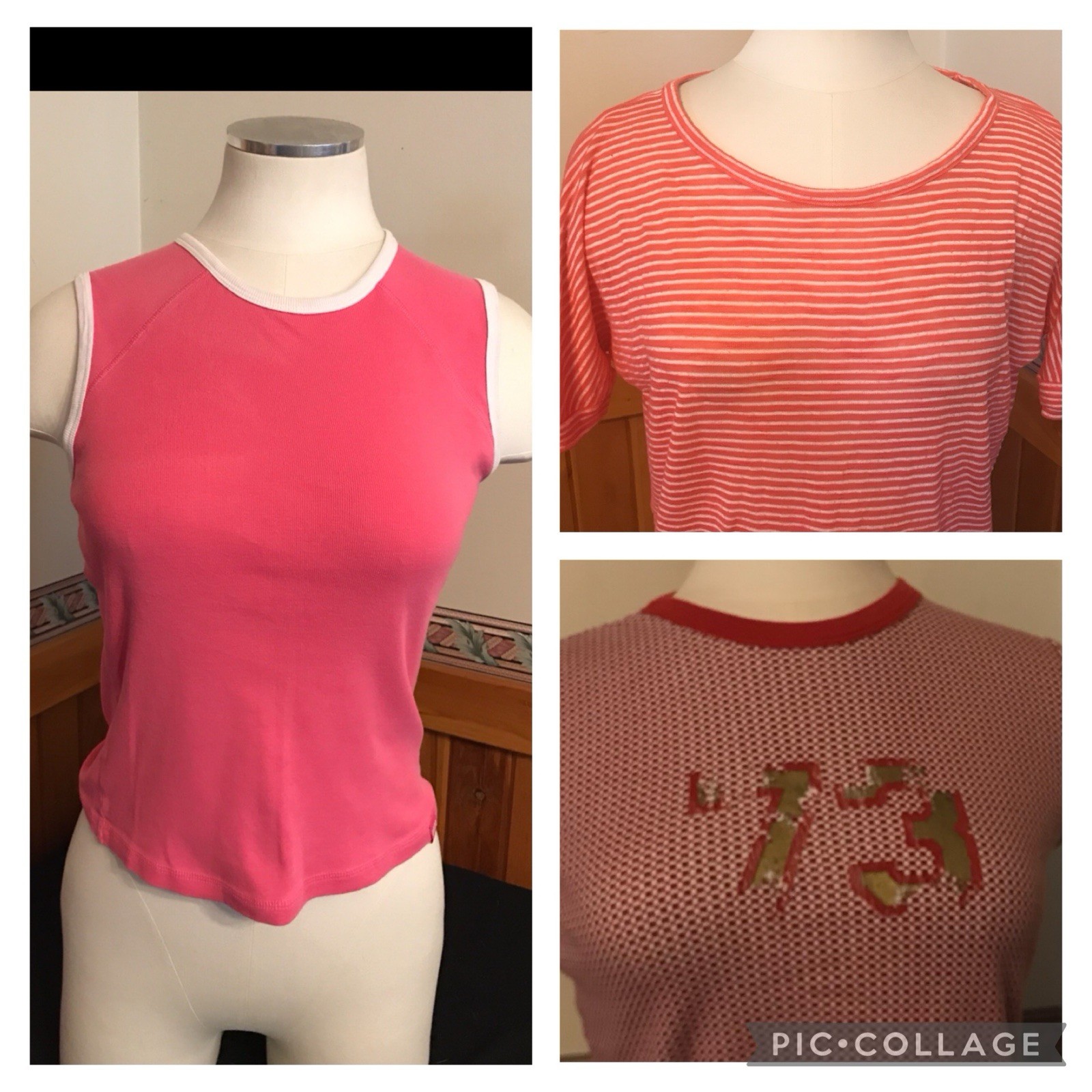Lot Of 3 Tops Size Small Pullovers 2 Short Sleeve & 1 Tank