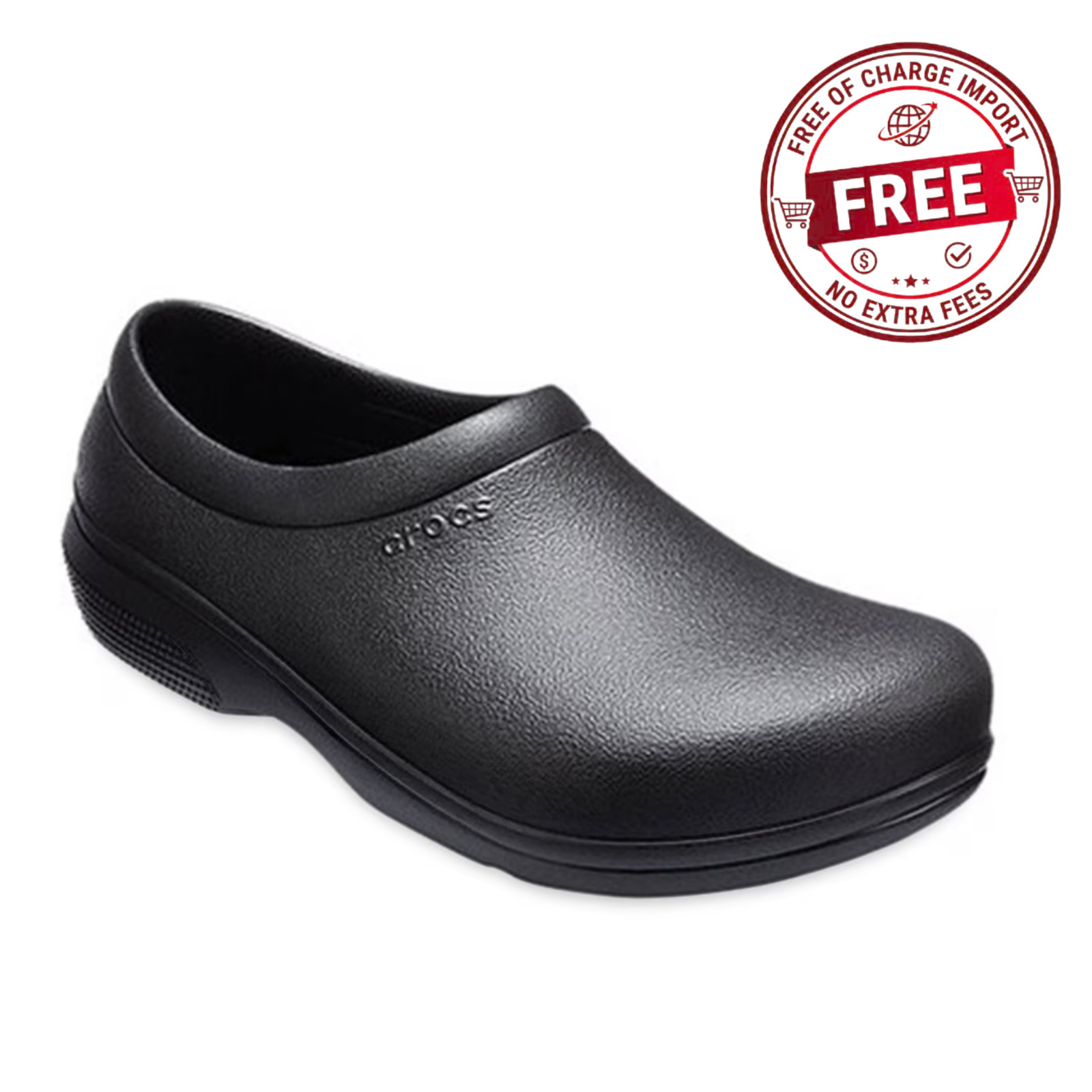 Crocs at Work Unisex On The Clock Slip Resistant Clog Comfort Black Width Medium
