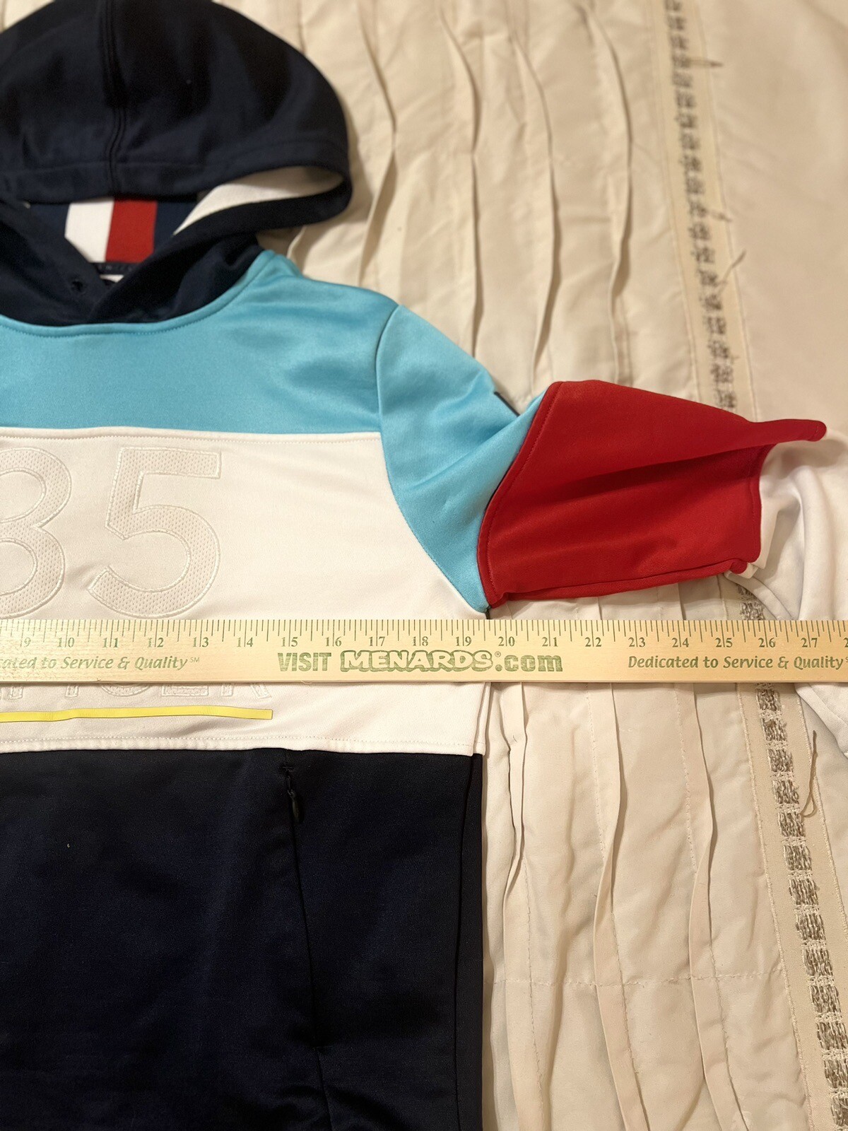 Tommy Hilfiger Men’s Size XS 85 Hilfiger Hoodie Zip Pockets Multi Color Block