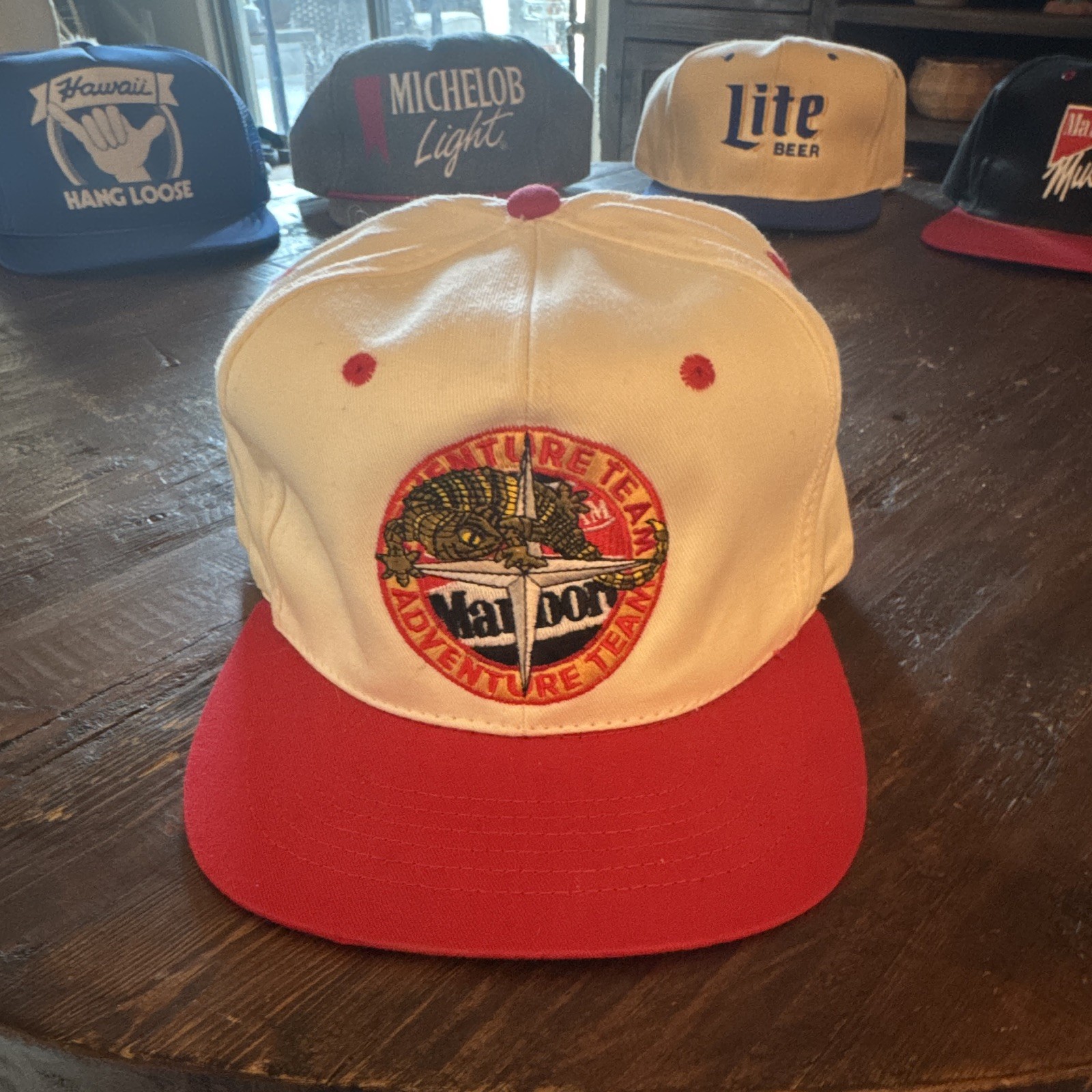 Vtg 90s MARLBORO ADVENTURE TEAM Hat Lizard Compass Snapback Two Tone Cap NWOT