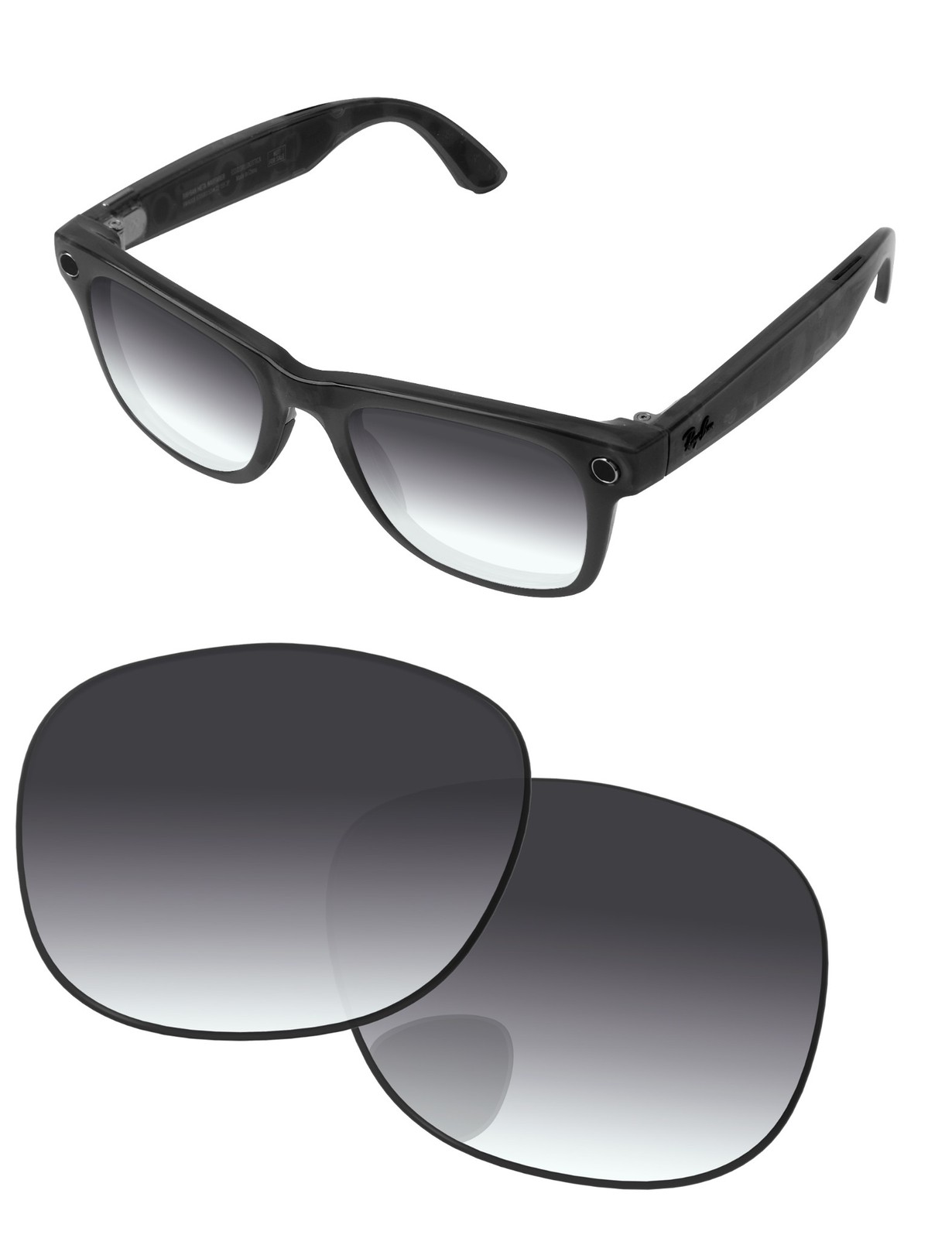 Lenslog Grey Gradient Polarized Replacement Lenses For Ray-Ban Meta RW4008-53mm