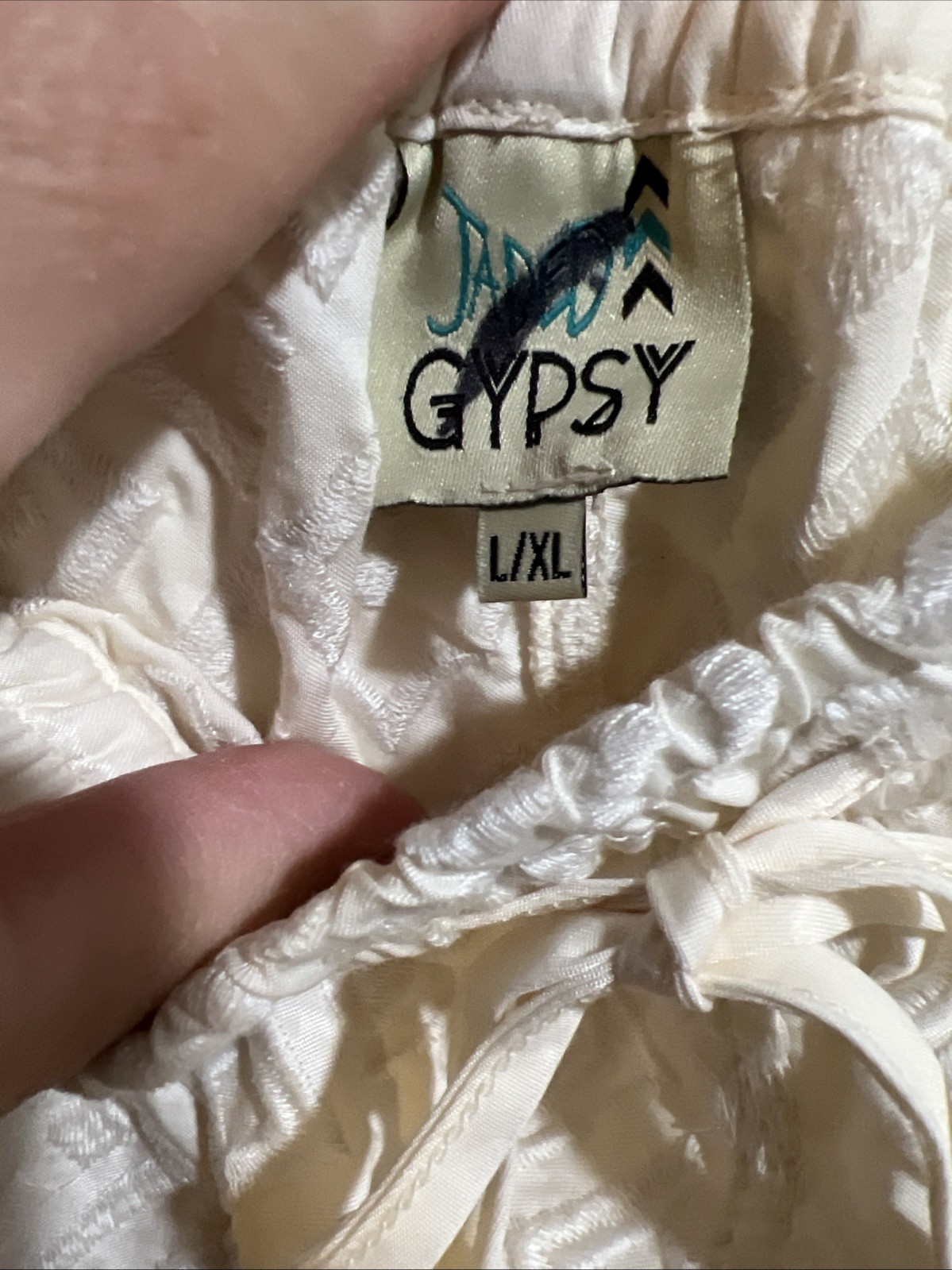 Jaded Gypsy diamond In The Rough Jogger Pants Cream Textured Cargo Large/ XL