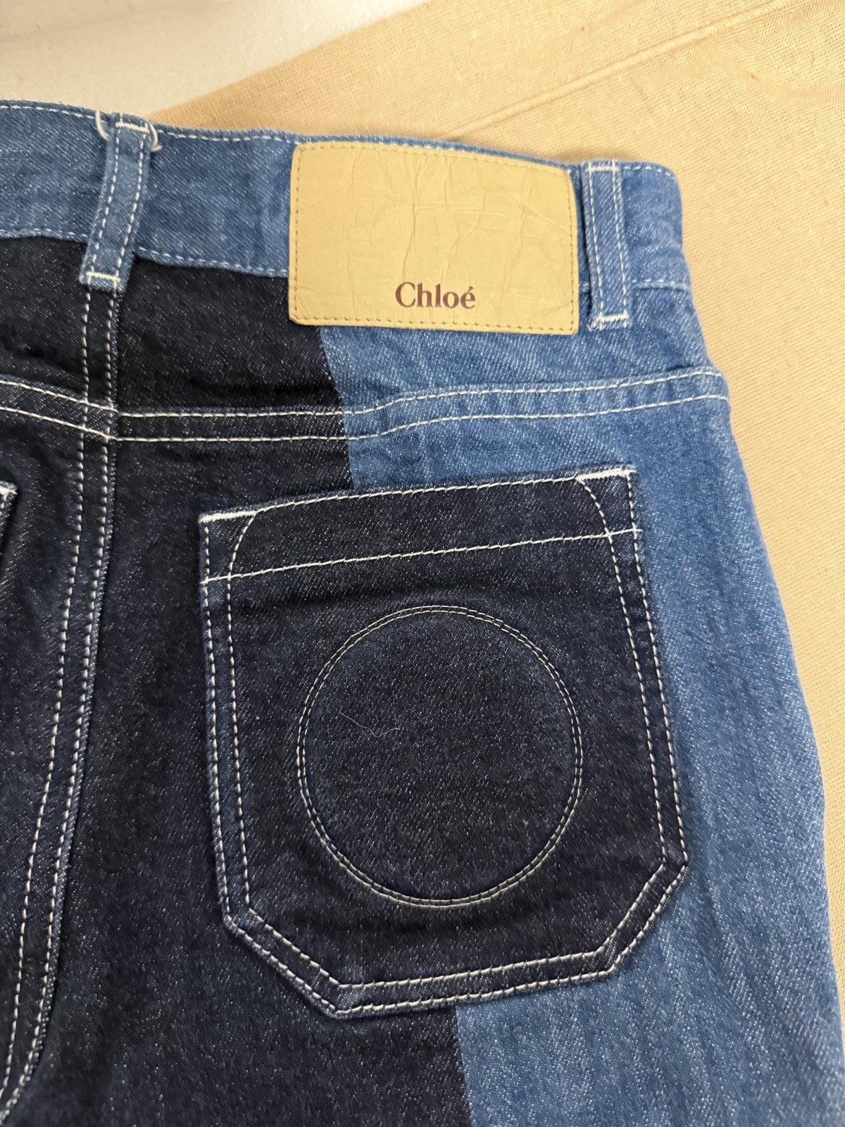 Chloe Jeans Womens 34 Blue Ultramarine Colorblock Two Tone Panel High Rise Denim