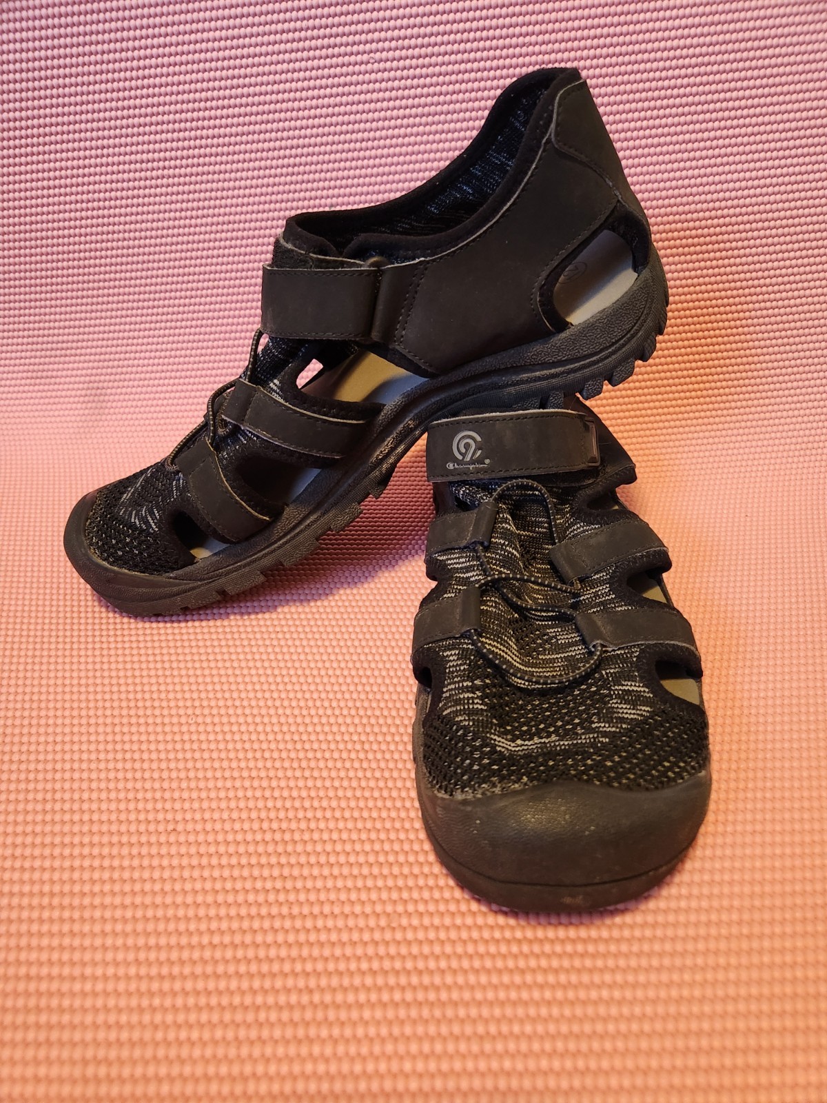 Men’s C9 Champion Size 12 Hook and Loop Closure Strap Hiking Sandals Black