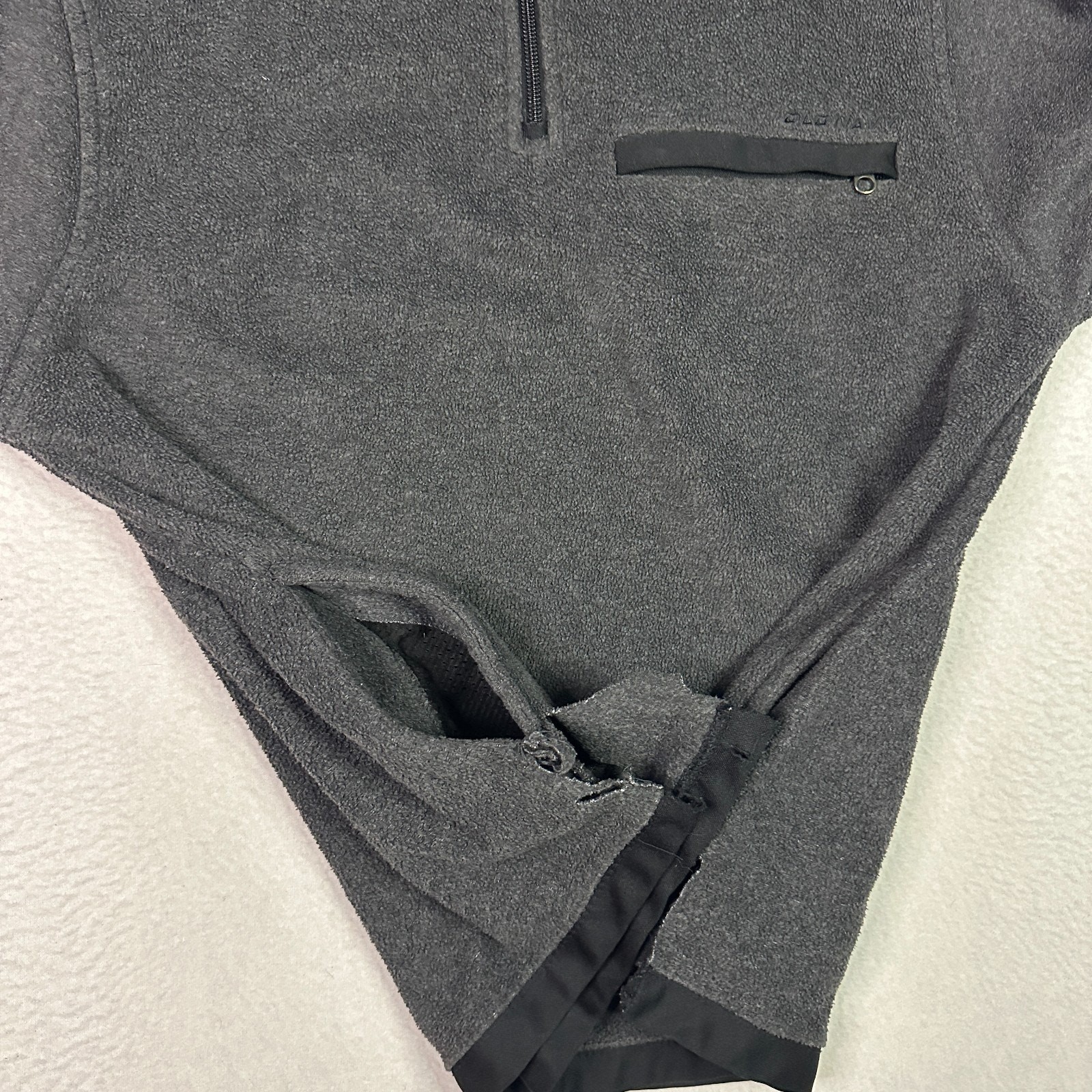 Old Navy y2k 1/4 Zip Fleece Pullover Embroidered Pockets Black Gray Mens M