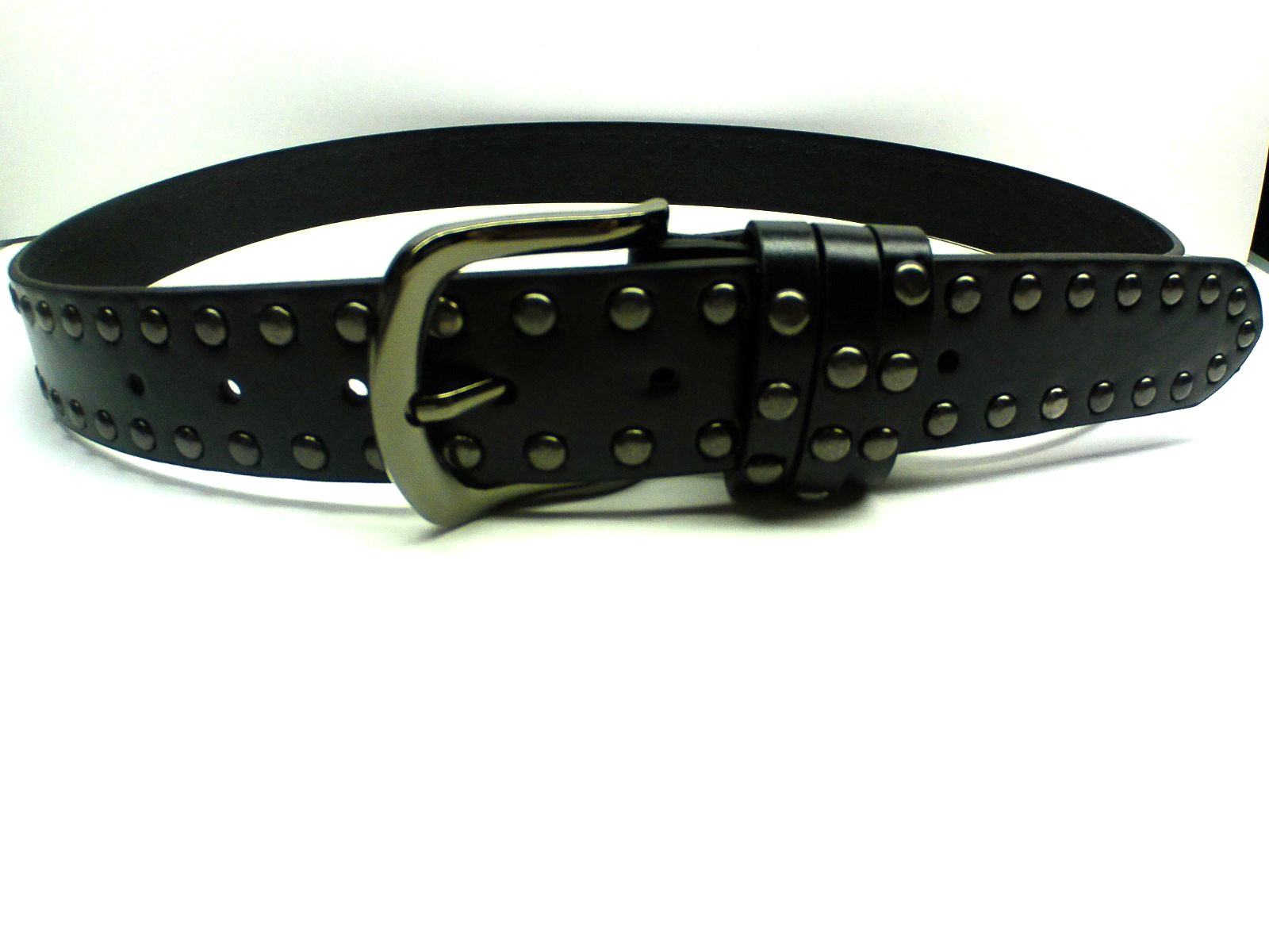 Belt Studded Riveted Black Leather Punk Gothic Grunge Length 42″ Width 1.5″ NEW