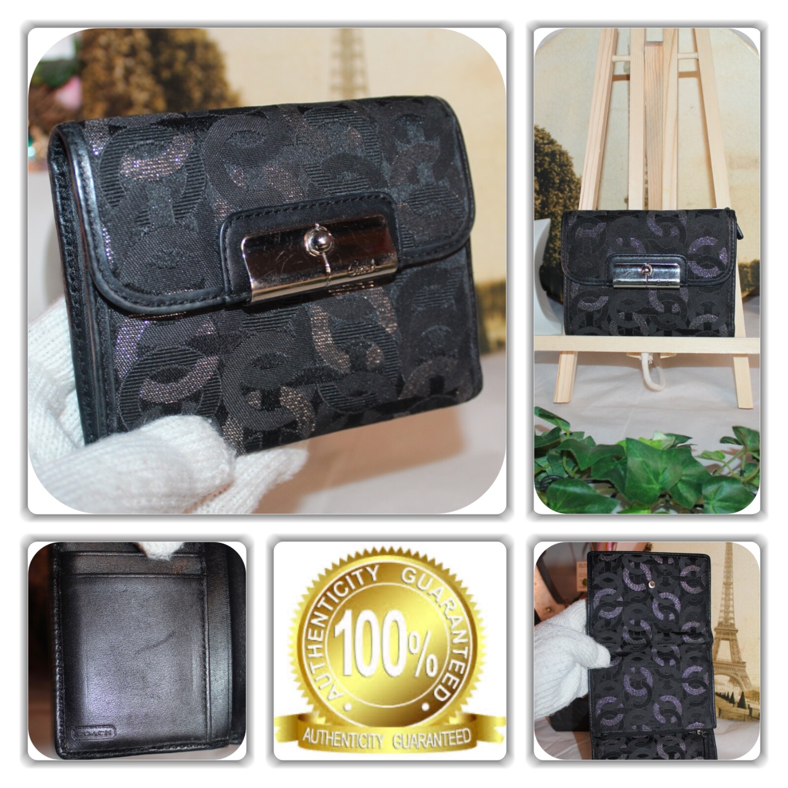 👛CHIC COACH CC MONOGRAM BLACK WALLET!👛