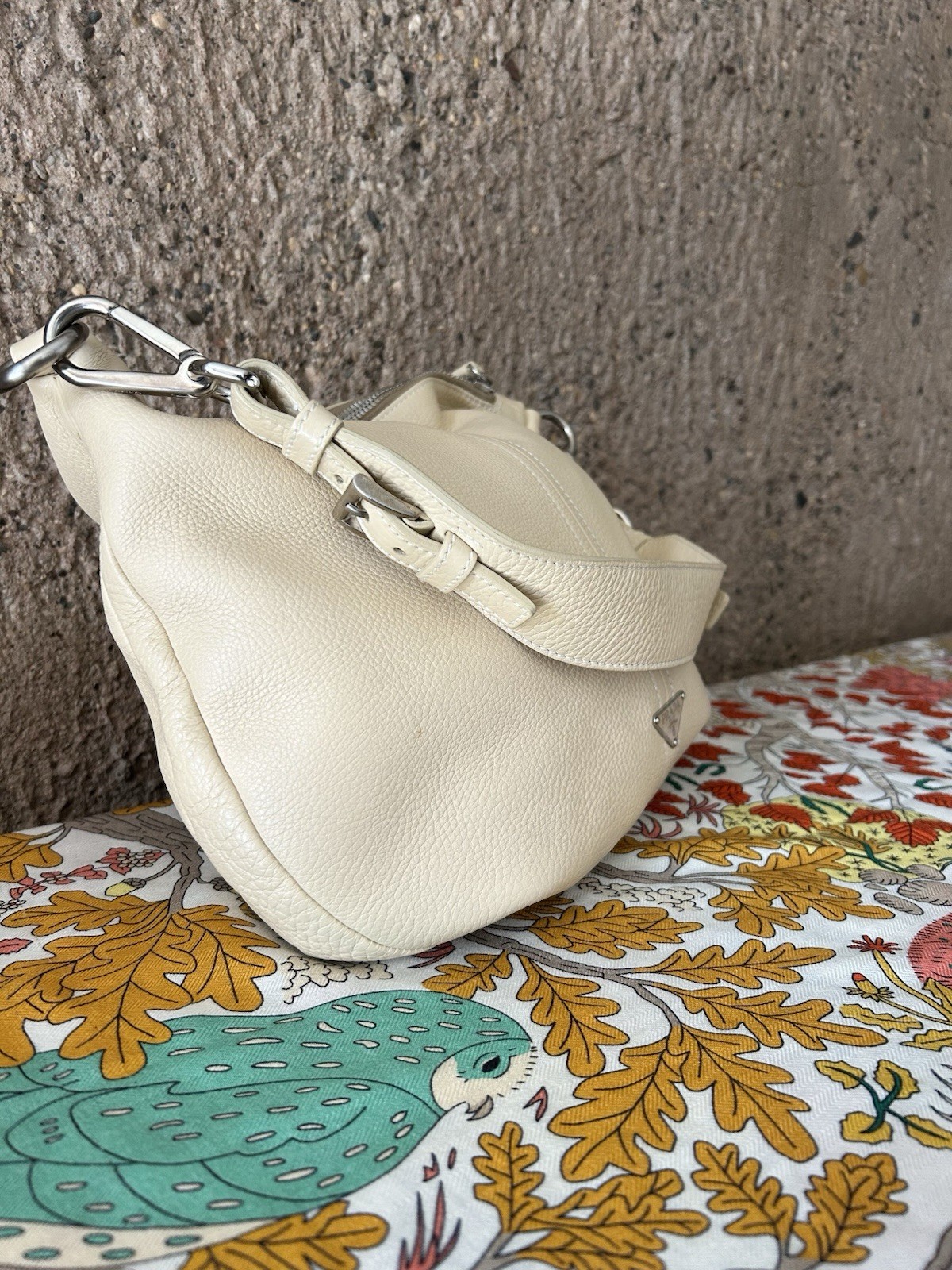 Prada Vitello Daino Leather Shoulder Bag | Ivory Beige | Made in Italy