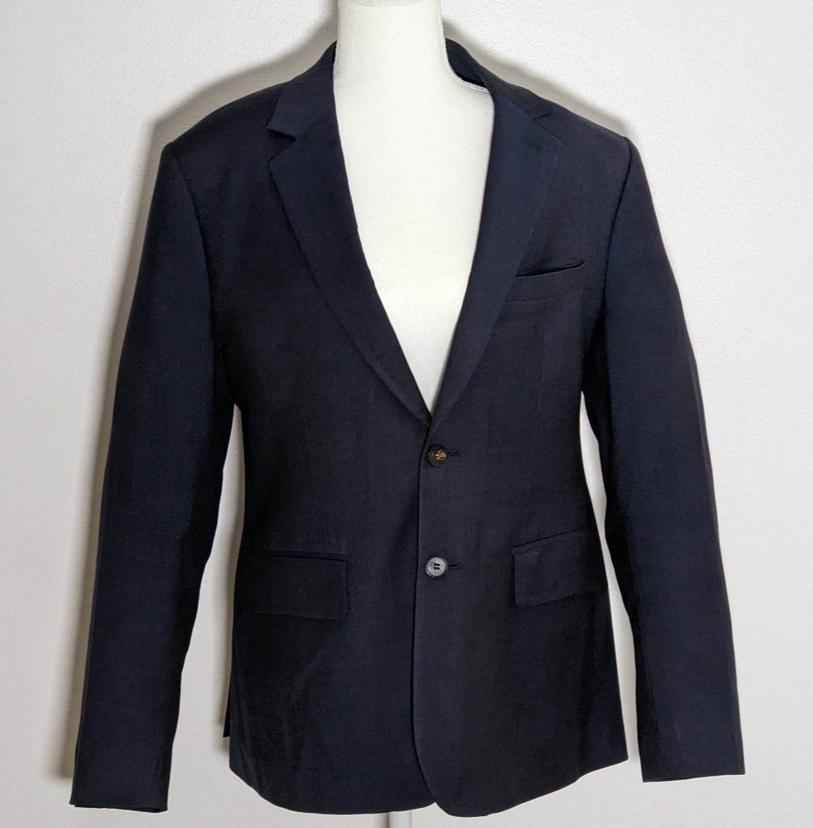 Aquascutum London Navy Wool Blazer Jacket Mens 40S Cupro Lined Made In Portugal