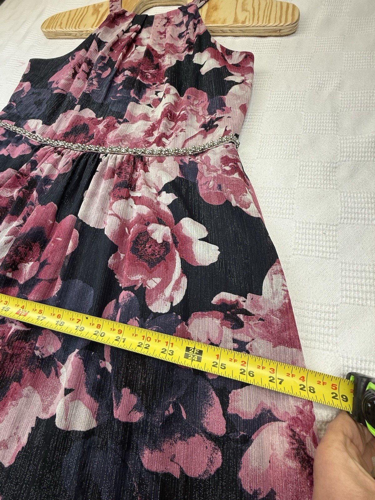 Womens High-Neck Chiffon Floral A-Line Dress Crystals Fairy 18 Wedding Bohemian