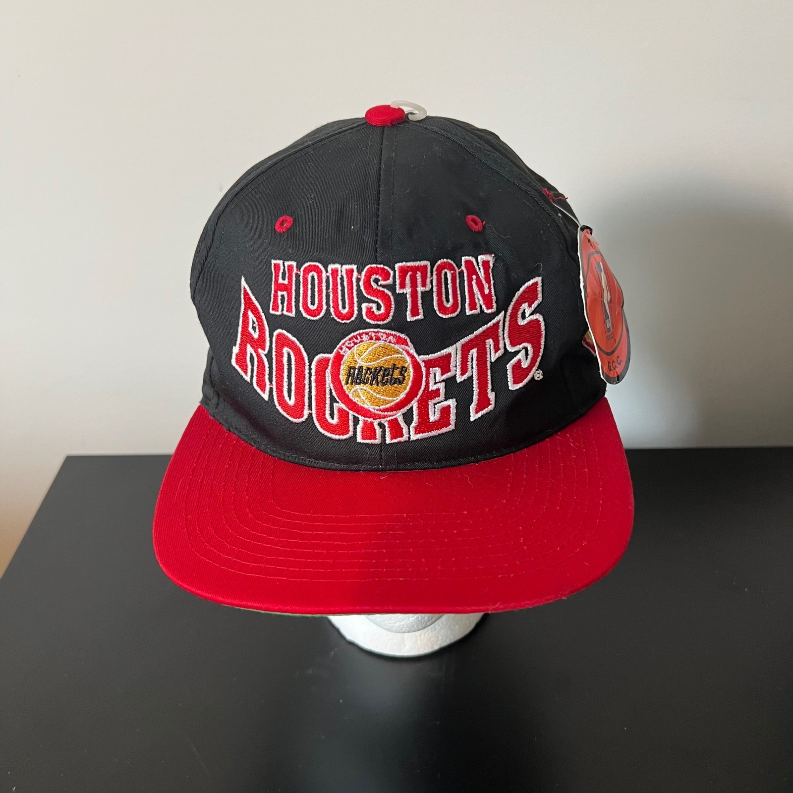 Vintage Houston Rockets Snapback Hat GCC NBA Black Red Retro Logo Cap NWT