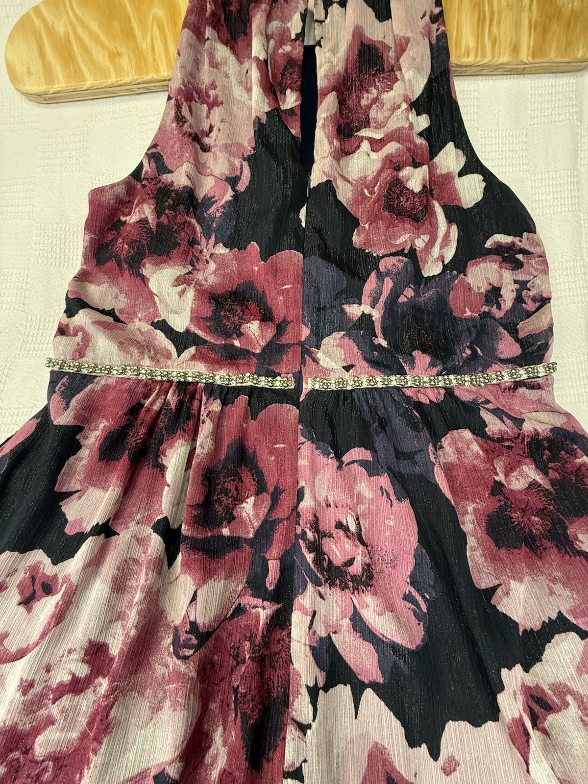 Womens High-Neck Chiffon Floral A-Line Dress Crystals Fairy 18 Wedding Bohemian