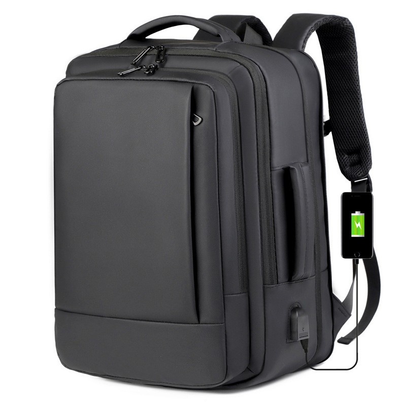 Expandable PU Film Bag for Men 15.6inch Laptop Business Luggage Travel Backpack