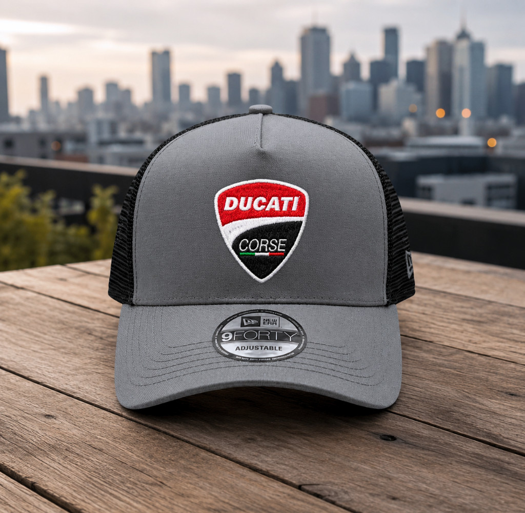 Ducati Motor Logo Recycled Stretch Snap Adjustable Cap Grey