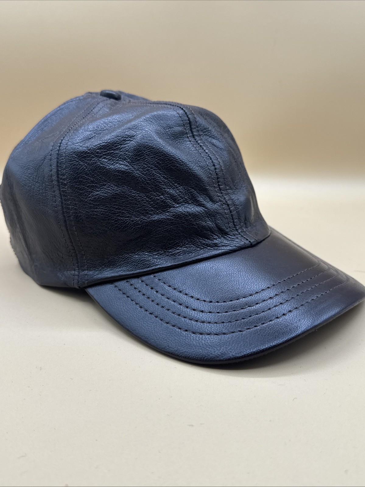 Baseball Cap Adjustable Genuine Nappa Lambskin Brown One Size Fits All