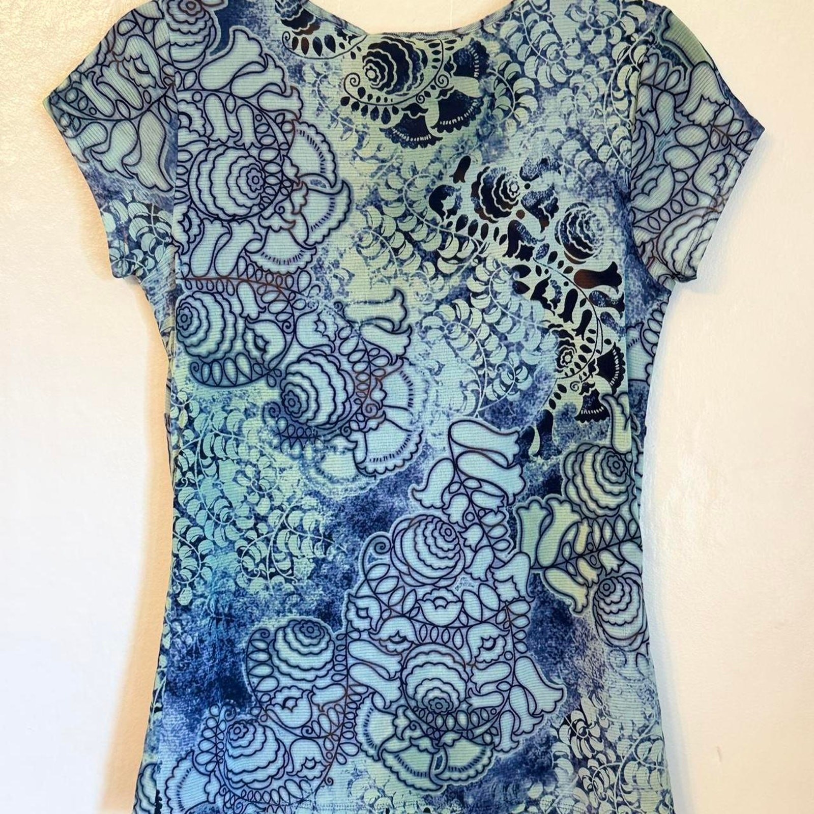 Blue Green Floral Y2K Medium