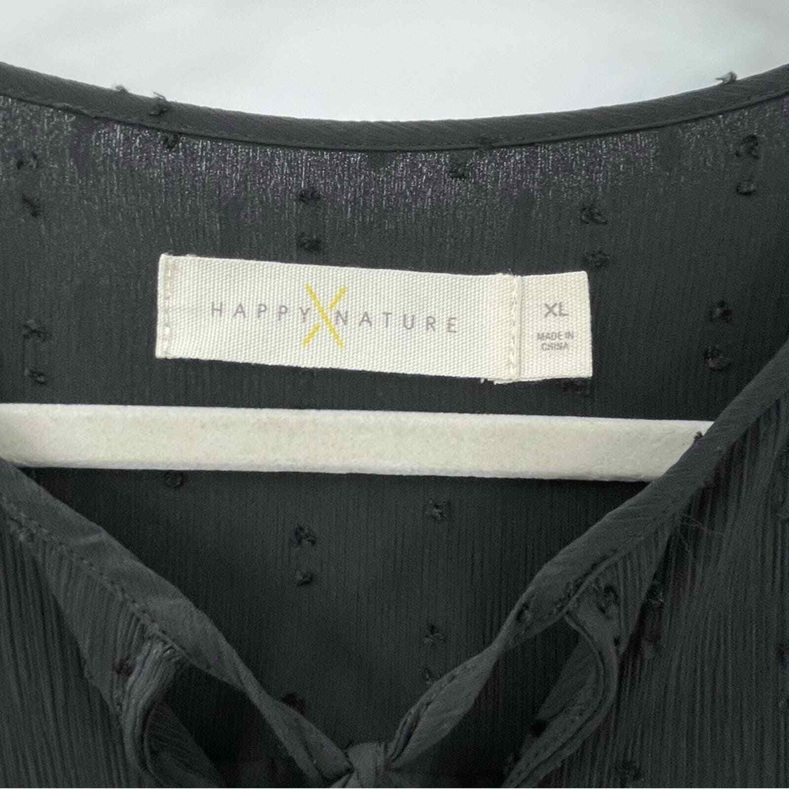 NWT Happy X Nature XL Tiered Swiss Dot Dress Black Long Sleeves