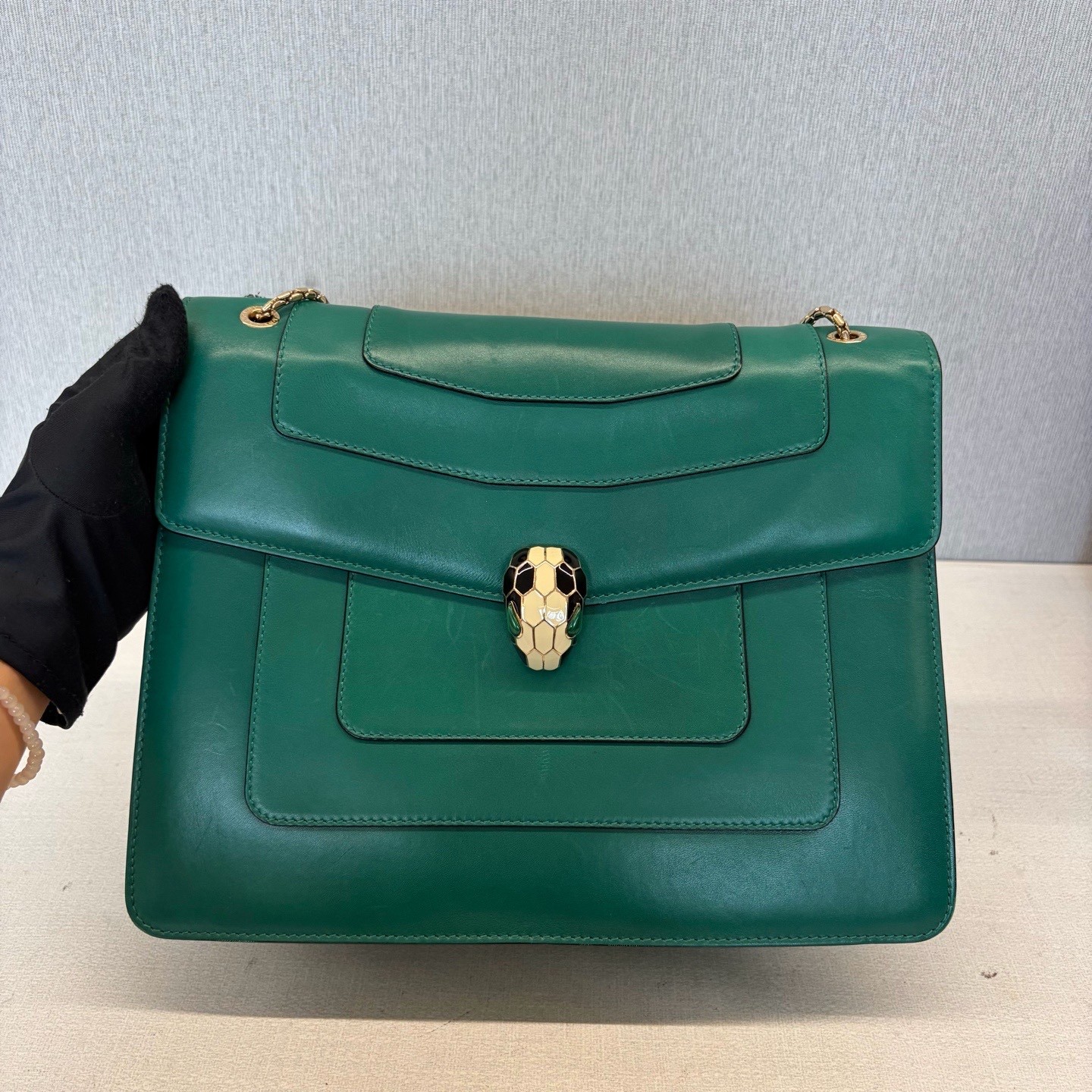 Bvlgari Pre-Owned Authentic Shoulder Bag Emerald 30*11*22cm