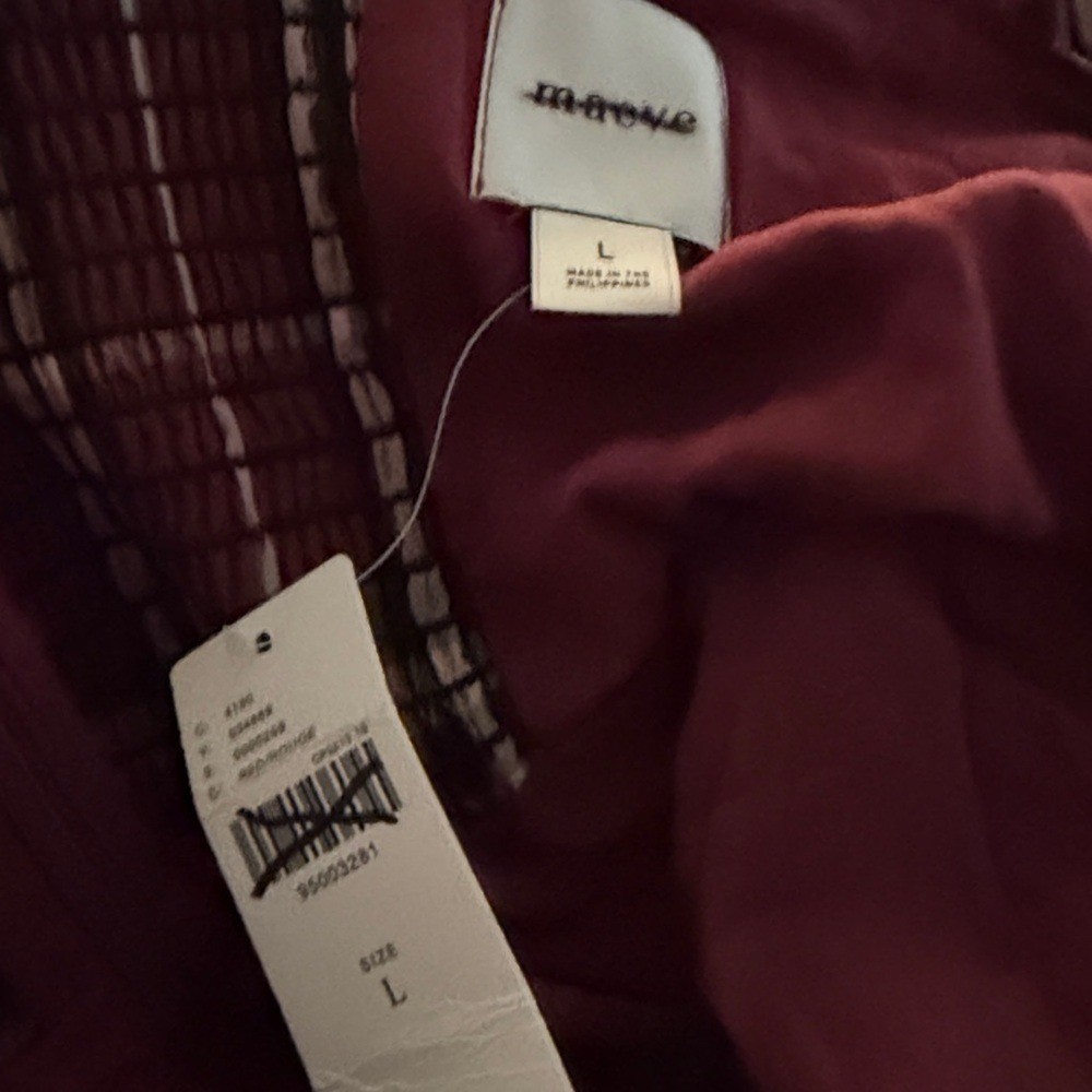 New Anthropologie Maeve Maroon Plaid Tartan Buffalo Holiday Winter Mini Dress L