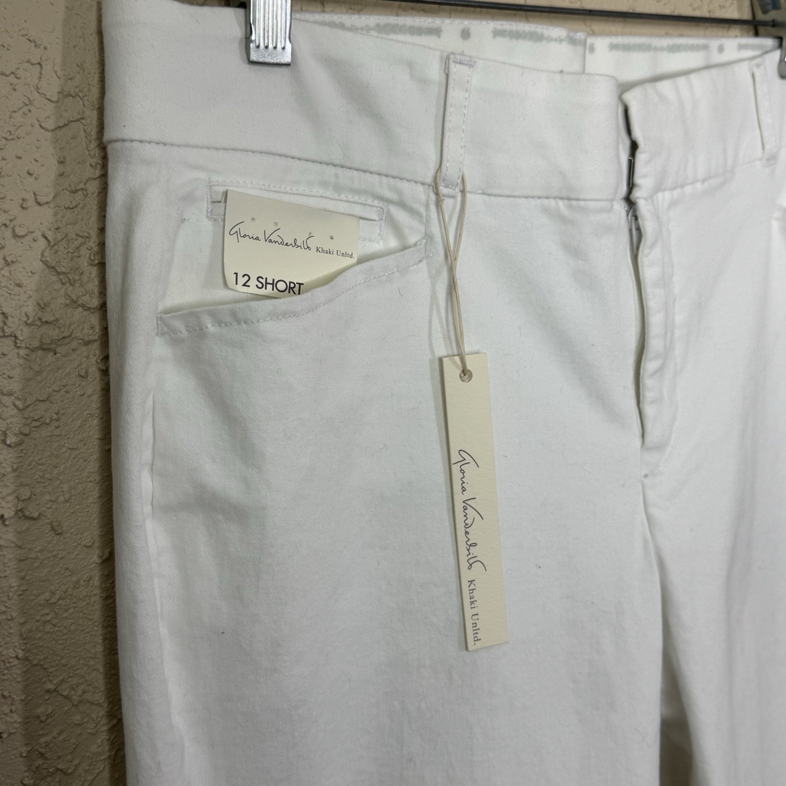Gloria Vanderbilt Charlene Women’s White Stretch Pants 5 design Pockets Size 12