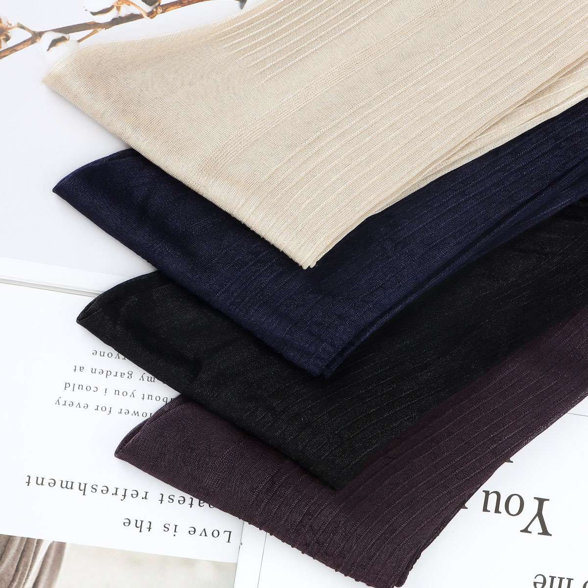 1~4 Pairs Men Ultra Thin Breathable Dress Socks Silk Sheer Soft Business Socks
