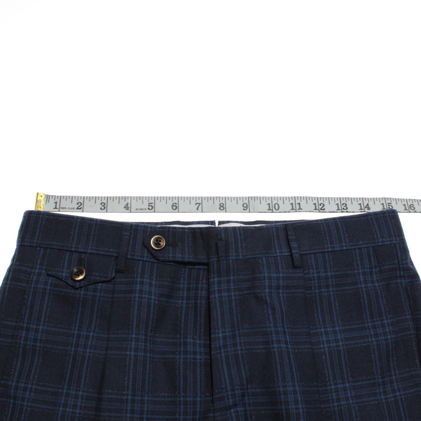 PT Torino NWT Dress Pants Size 46 (30 US) In Blue Plaid 100% Wool Gentleman