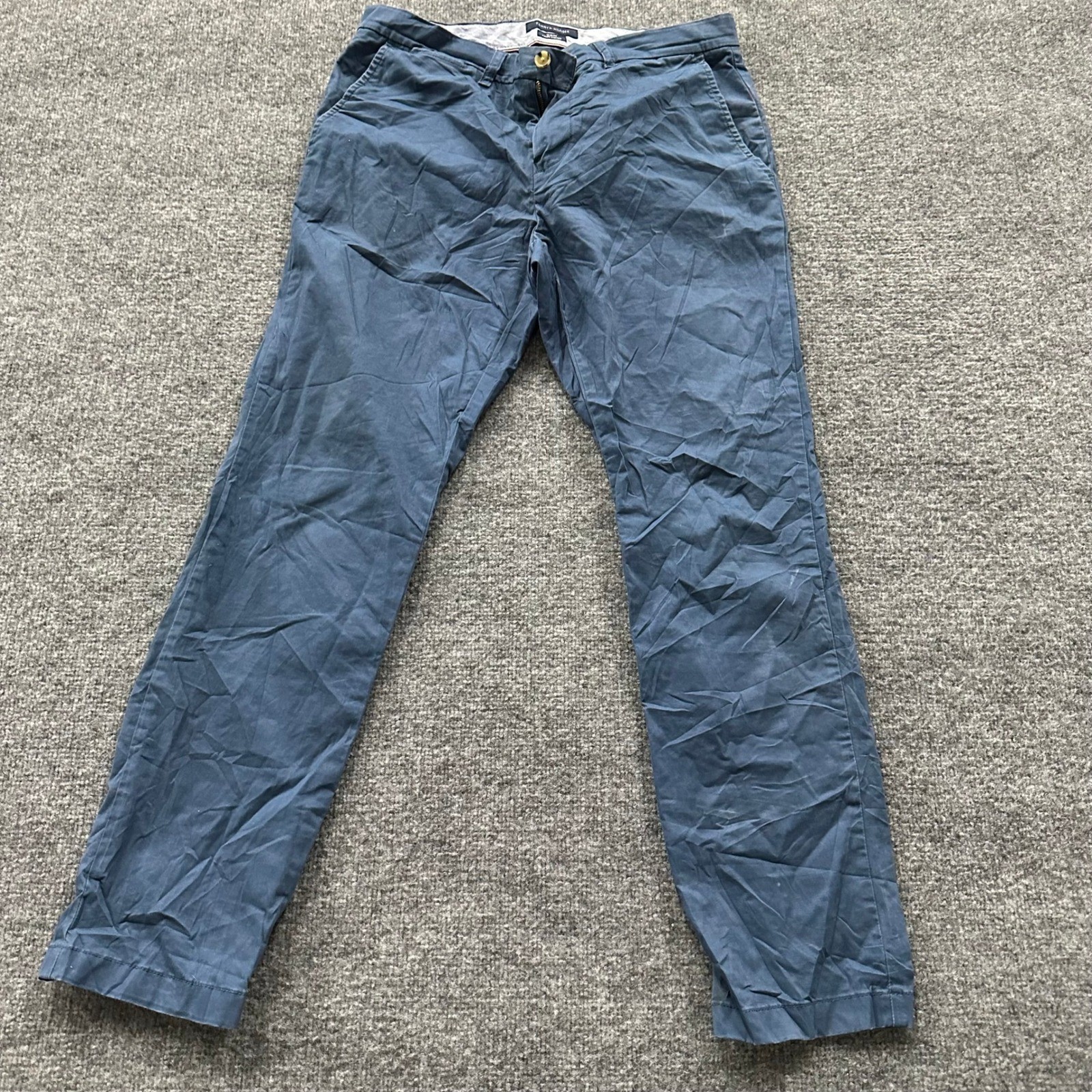 Tommy Hilfiger Chino Pants Mens Size 34 Navy Blue Slim Fit Stretch Casual Chinos