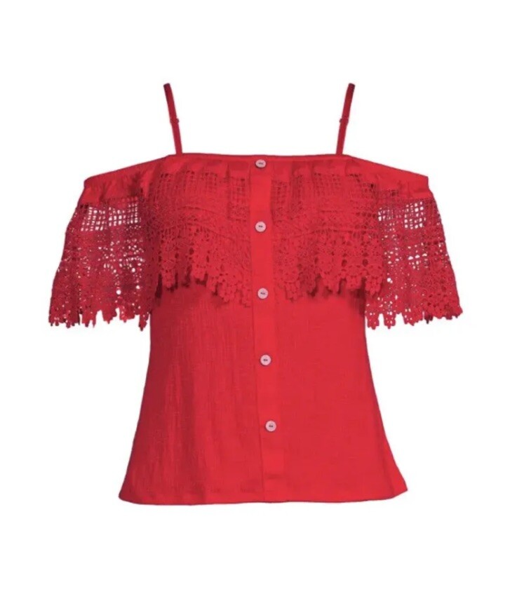 New No Boundaries Juniors Women Off the Shoulder Top Shirt Red XS (1)