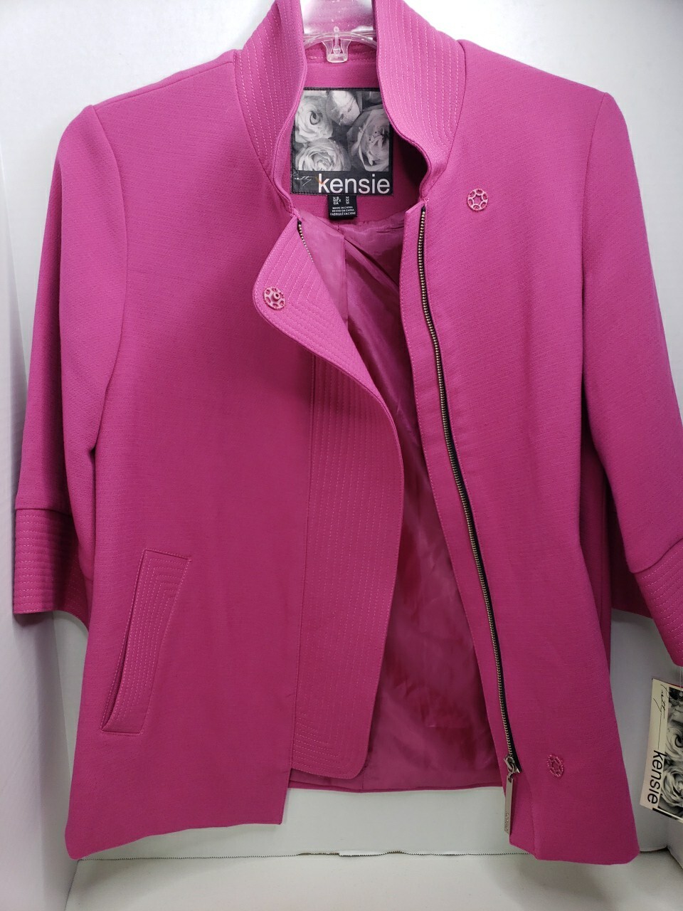 Pretty Kensie Jacket Women’s Pink Long Sleeve Zipper And Button Closure Size M
