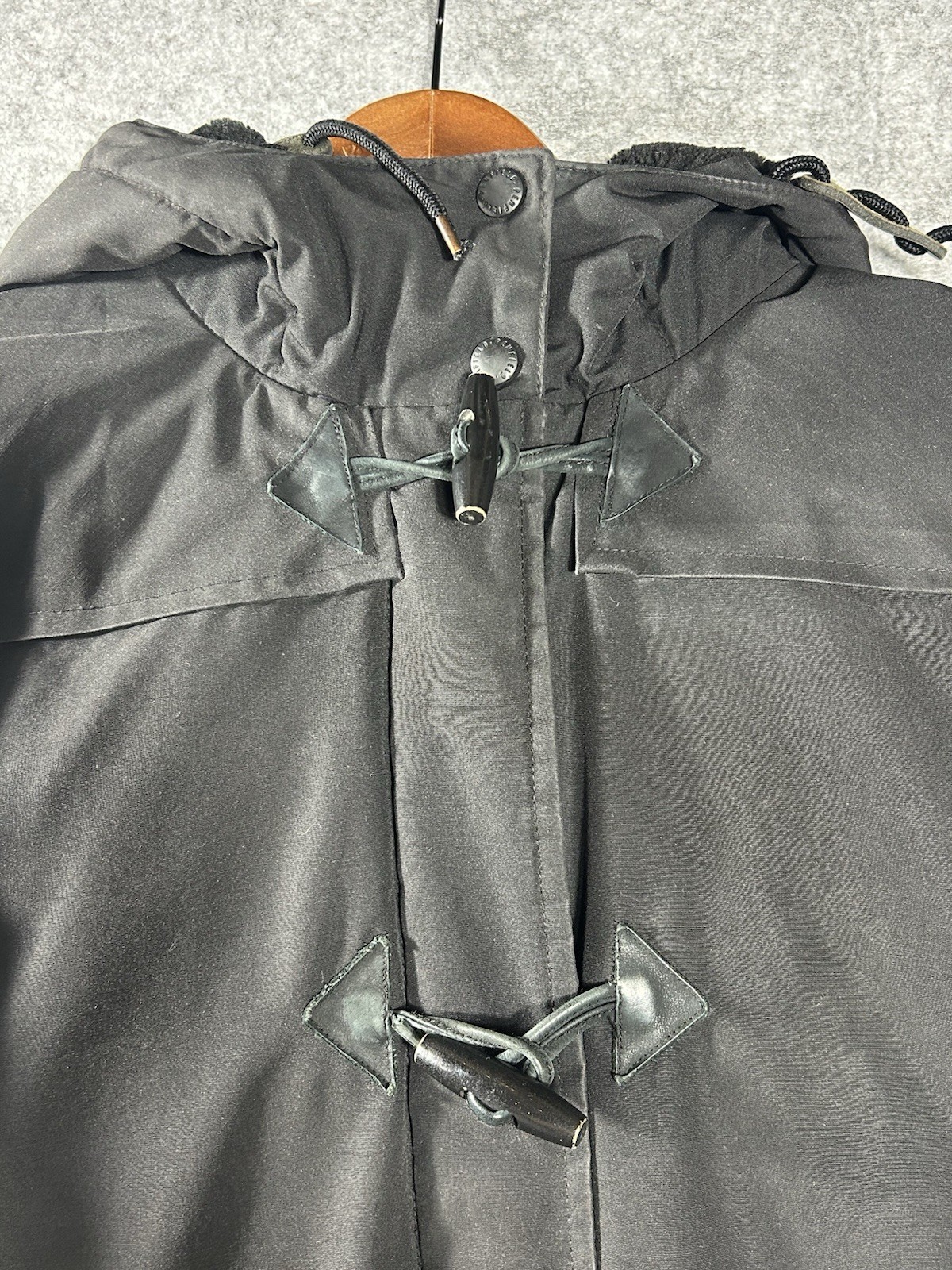 Penfield 80/20 Down Filled Toggle Duffle Parka Jacket Hooded Black Medium Read