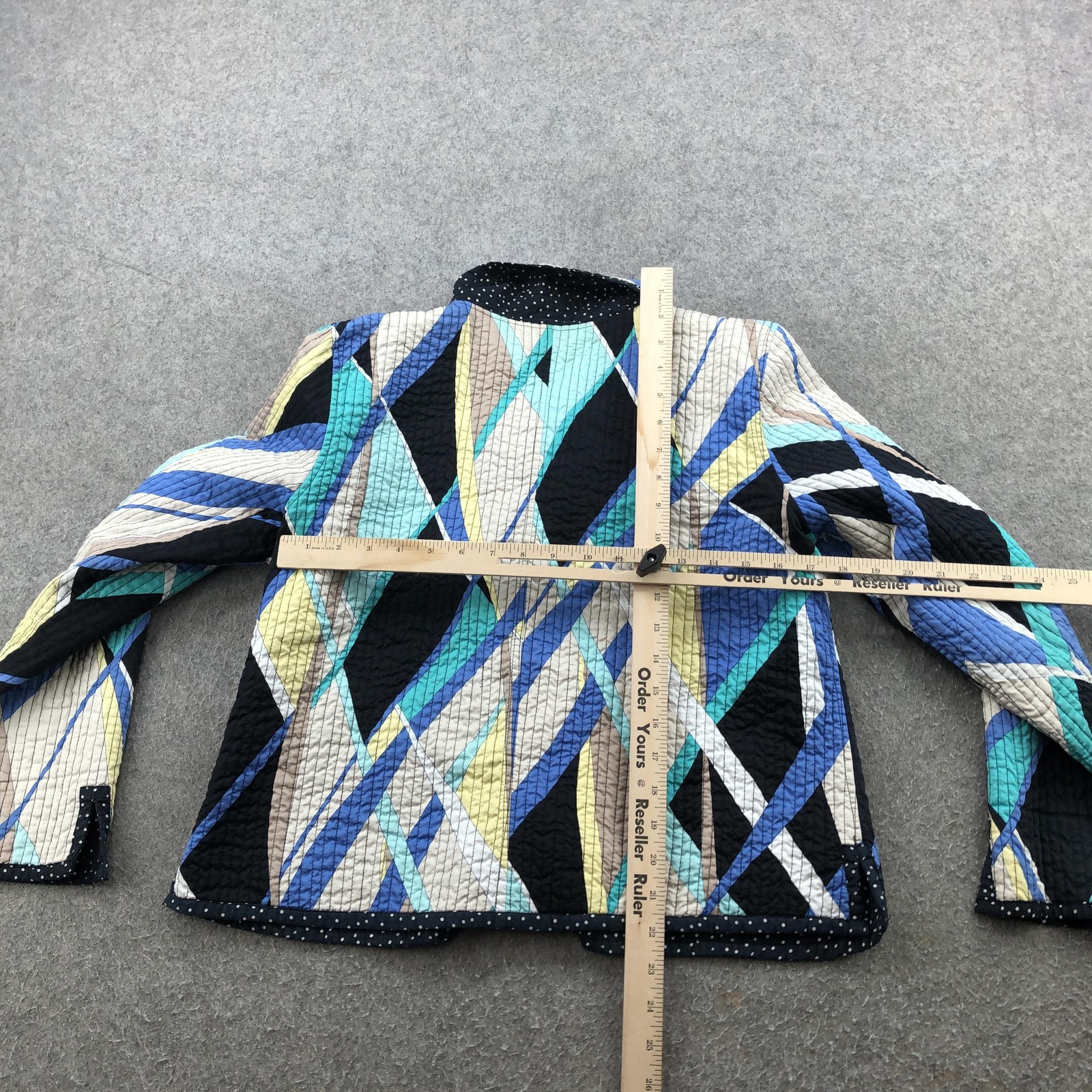 Reversible Quilted Cotton Jacket Womens Medium Multicolor Geometric Polka Dot